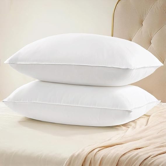 Soft Pillows Standard Size Set of 2 - Hotel Collection Luxury 100% Cotton Cover Down A