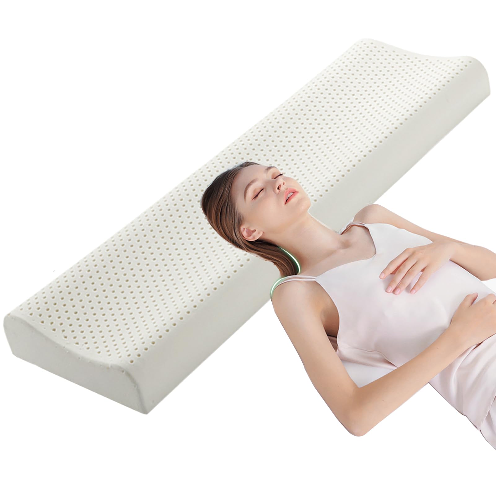 100% Natural Premium Long Latex Pillow, Orthordic Ergonomic Dunlop Couples Pillow