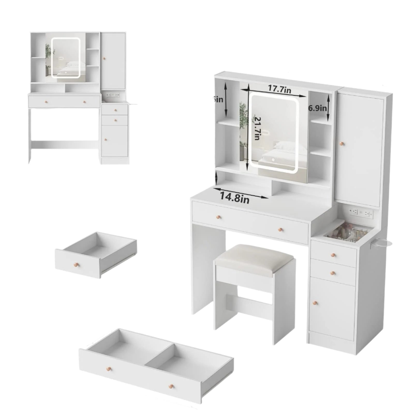 Vanity Desk with Mirror and Lights, Vanity Table Makeup Vanity with Lights 3