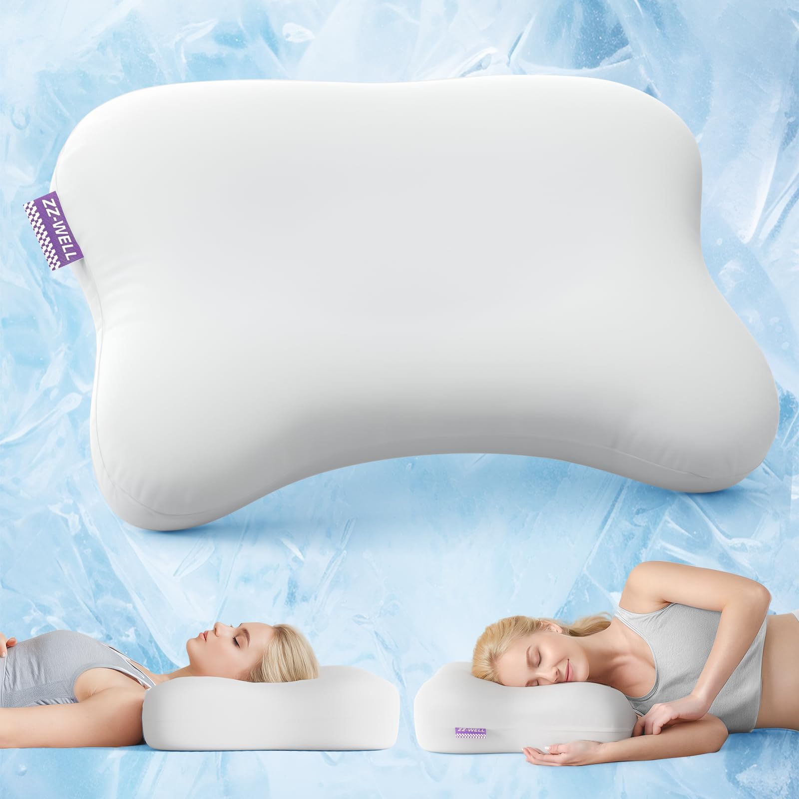 Cooling Side Sleeper Pillow- Ergonomic Curved Soft Memory Foam Pillows