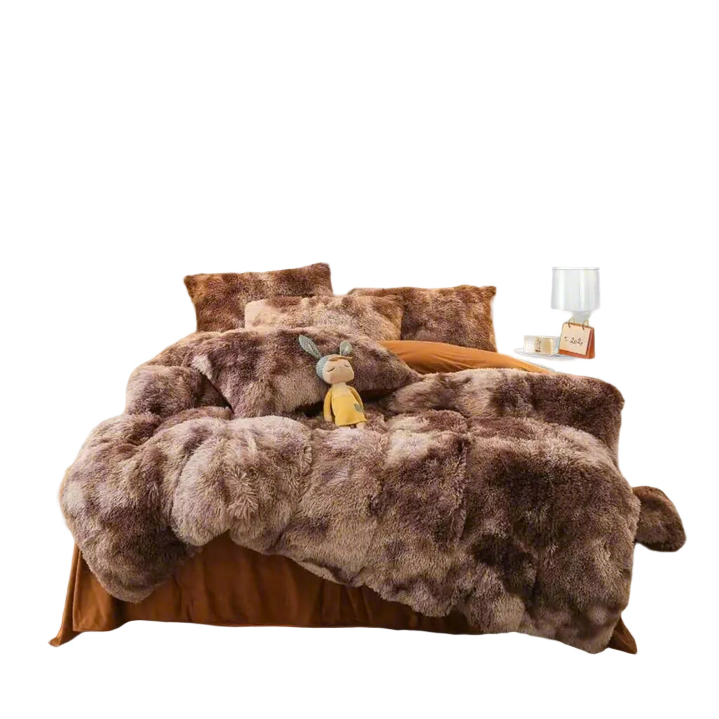 Comforter Cover Set, Gradient Color Plush Shaggy Ultra Soft Bedding Sets 4Pcs