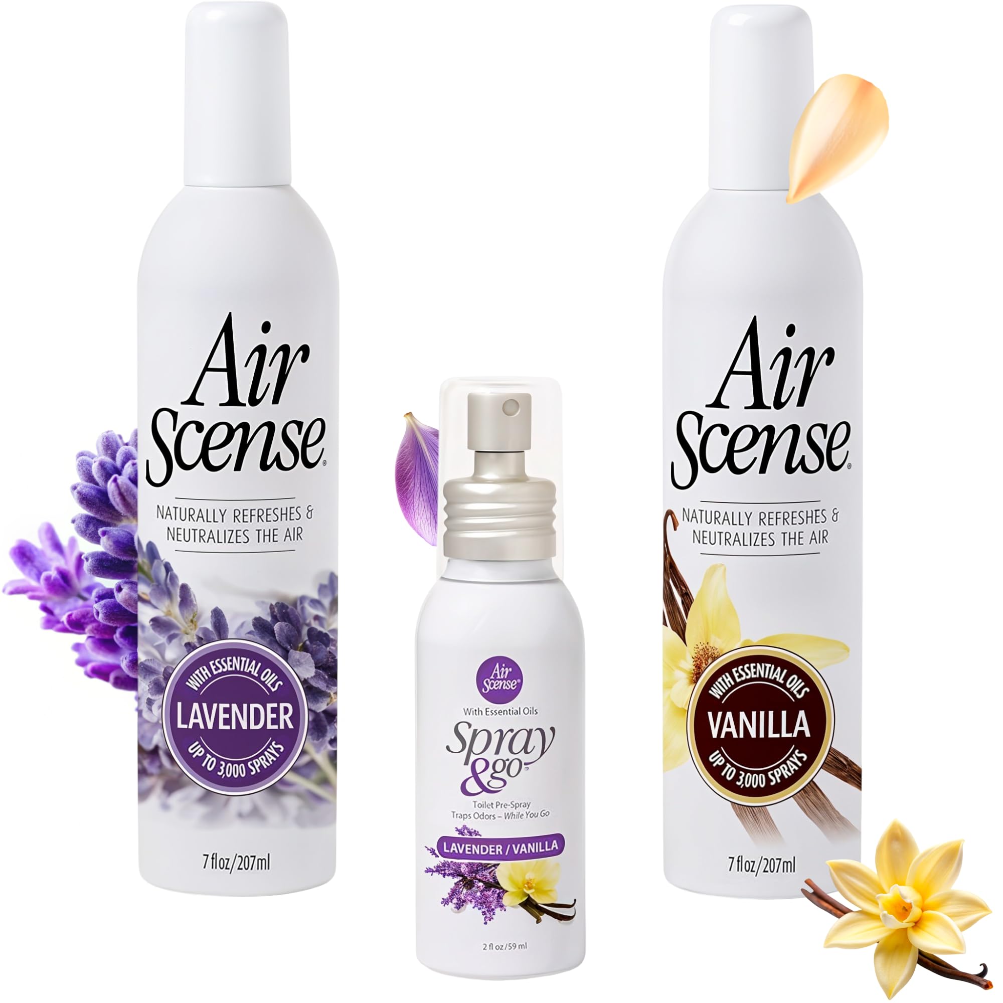 Essential Oil Air Freshener, Non-Aerosol, 7 Ounce, 3 Pack (Lavender Vanilla Bundle)