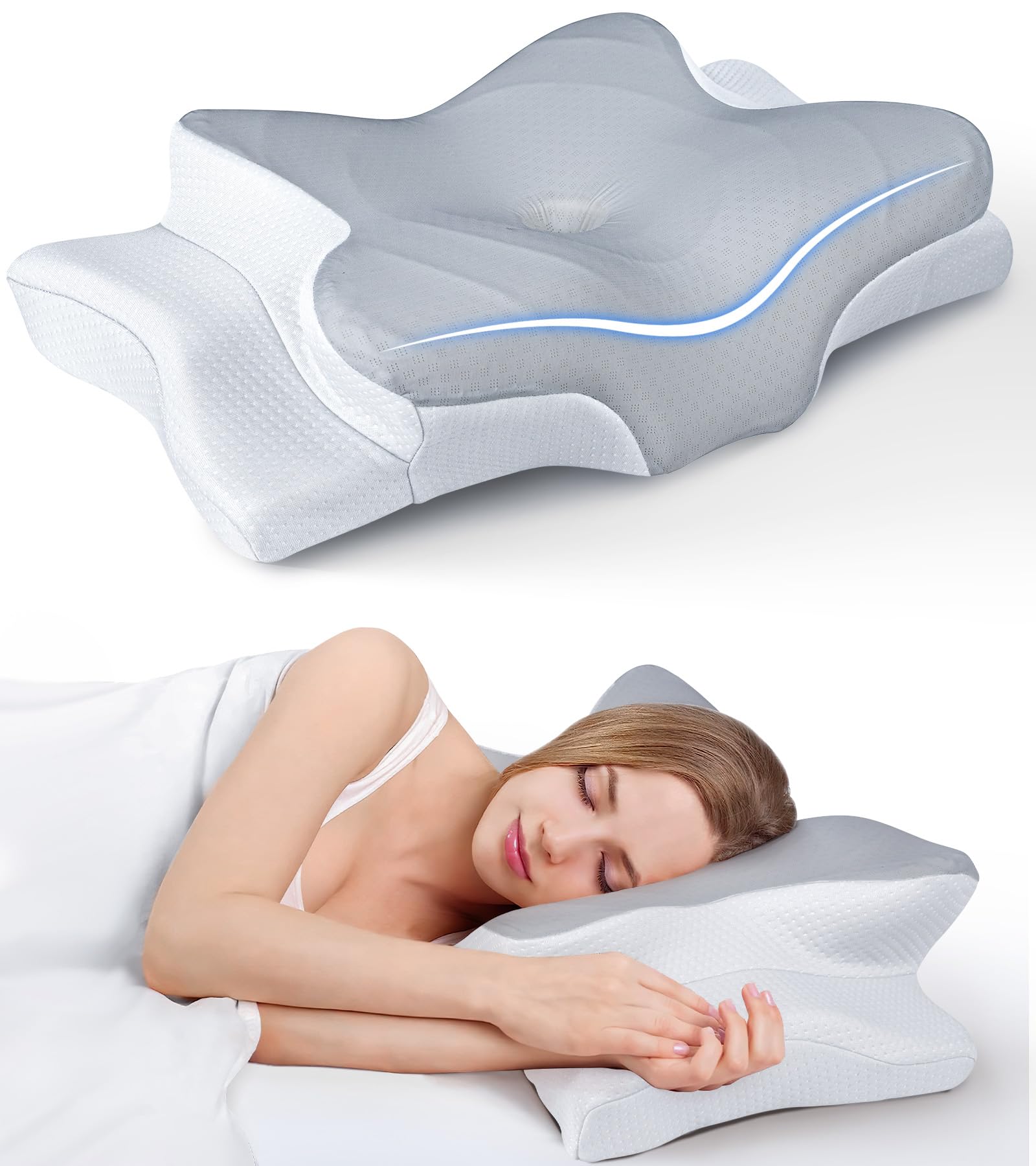 Ultra Pain Relief Cooling Pillow for Neck Support, Adjustable Cervical Pillow Cozy Sleeping