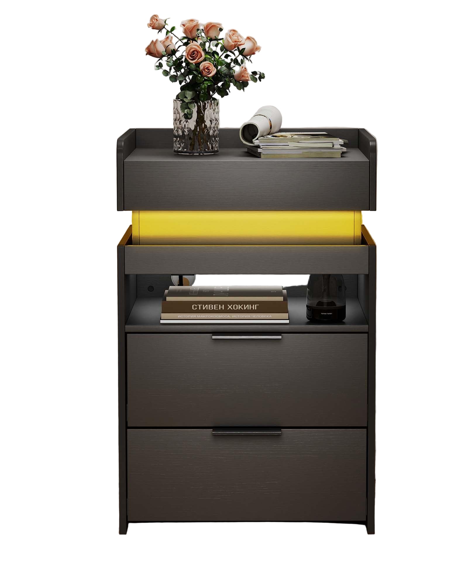Nightstand with Gun Drawer, Charging Night Stand