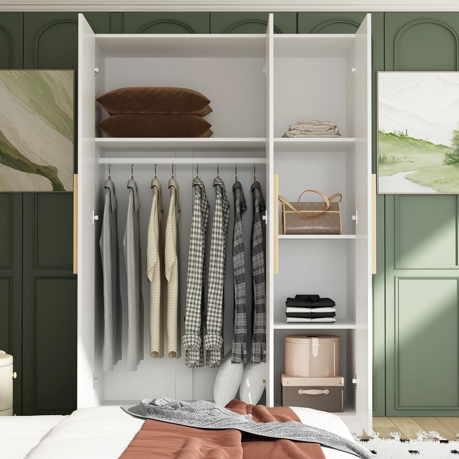 Doors Wardrobe Armoire Closet, Large Freestanding Armoire Wardrobe