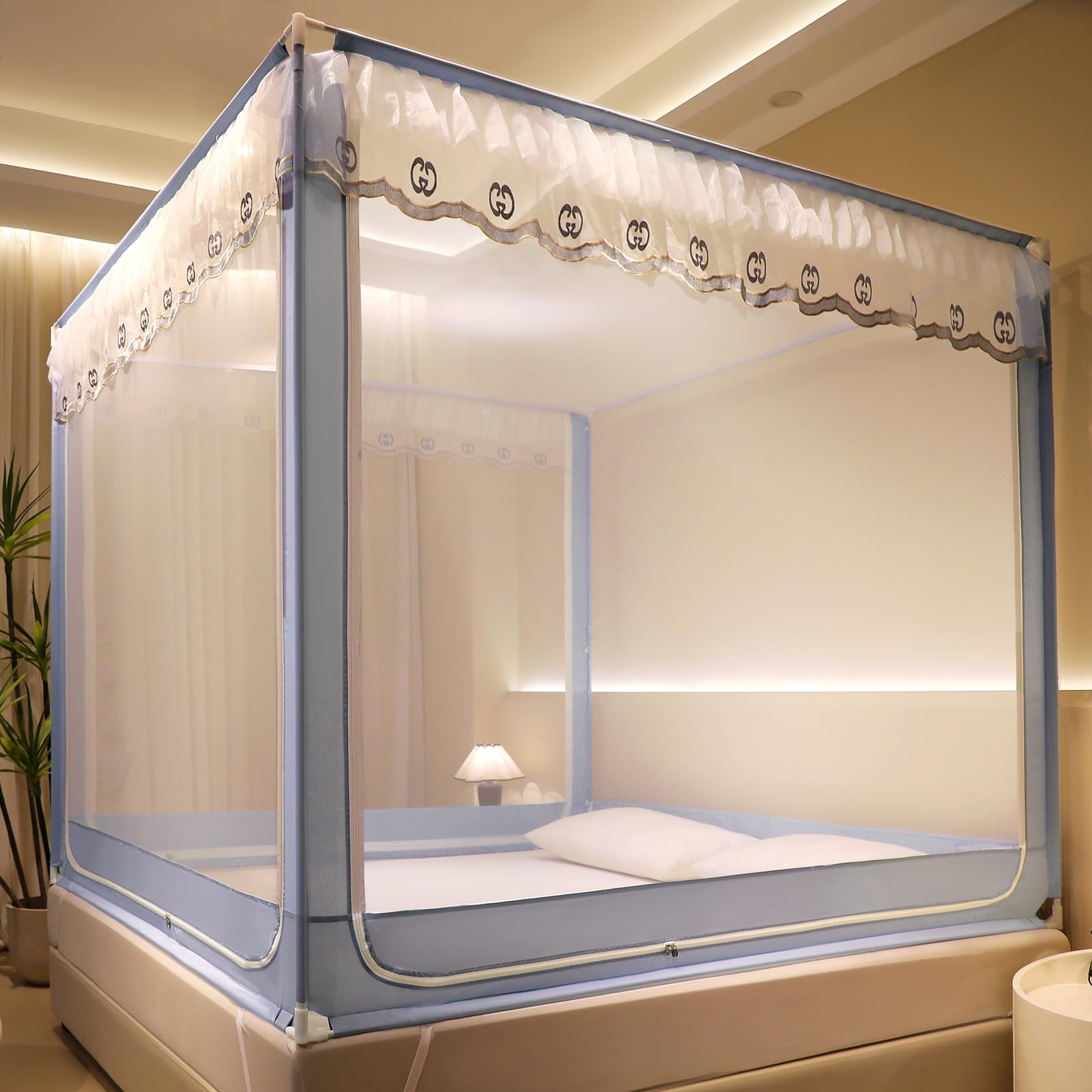 Mosquito Net Tent for Bed,Portable 4 Corner Post Princess Canopy Bed
