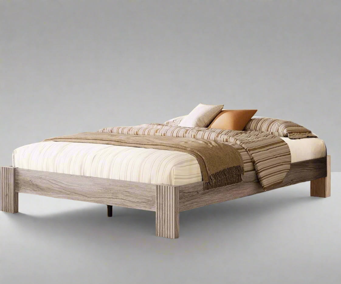 Full Size Bed Frame Wood with Headboard, Farmhouse Bed Frame Full