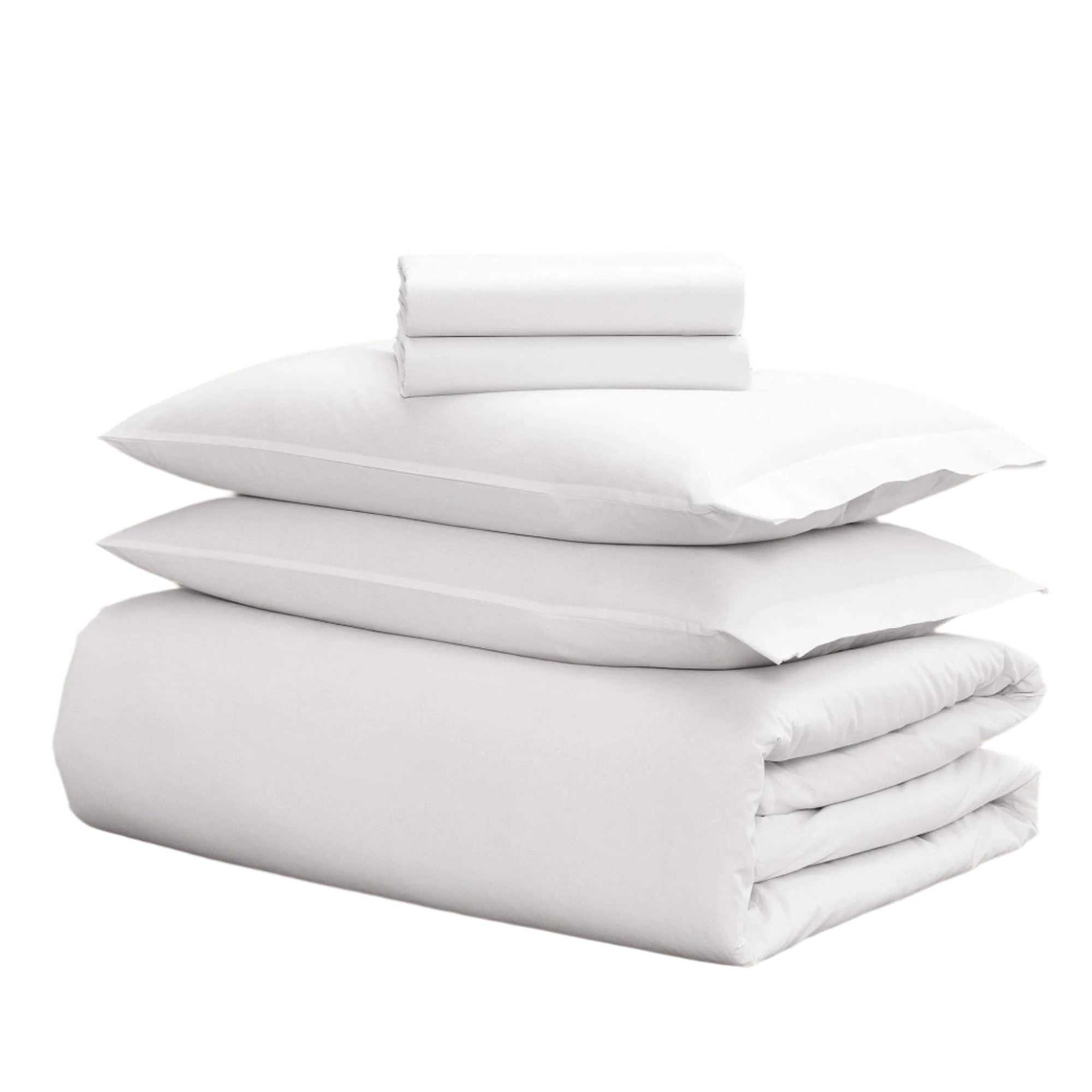 Percale Junior Suite Bed Bundle (Queen) - Luxury All-White Bedding Bundle/Includes