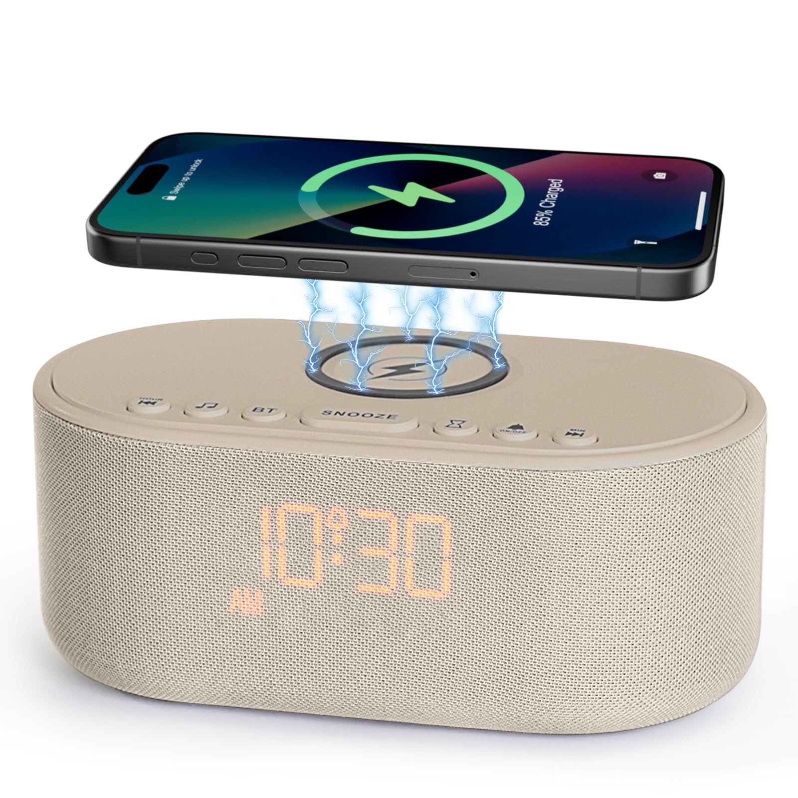 Sound Machine Alarm Clock for Bedrooms: Bluetooth 10W Stereo