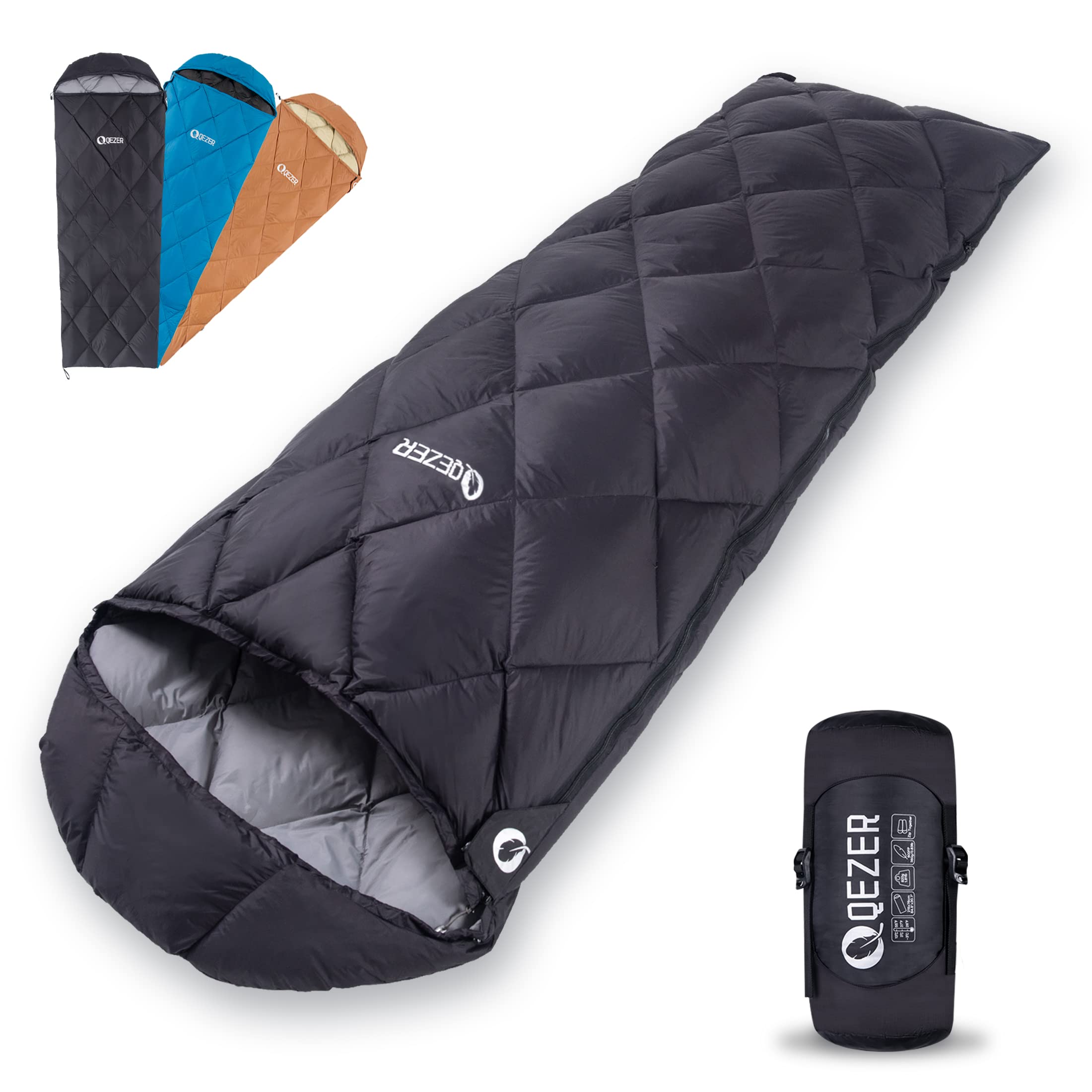 Sleeping Bag for Adults, Teens, 40-60℉ 600 Fill Power Duck Down Ultralight