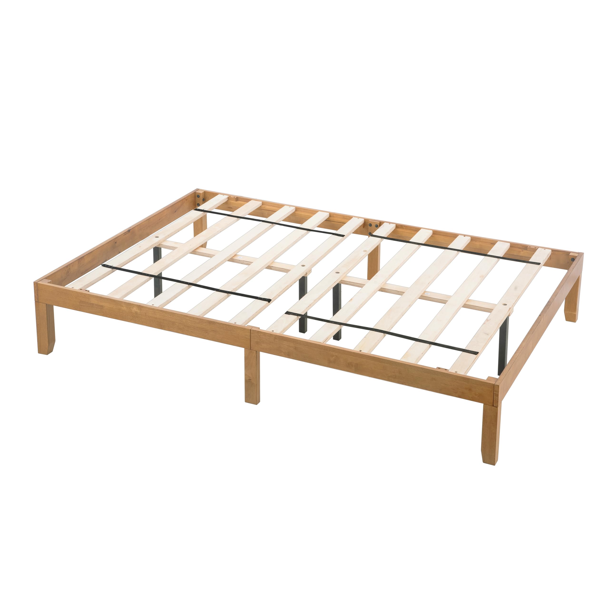 Queen Size Wood Platform Bed with Gourd Shaped Headboard,Retro