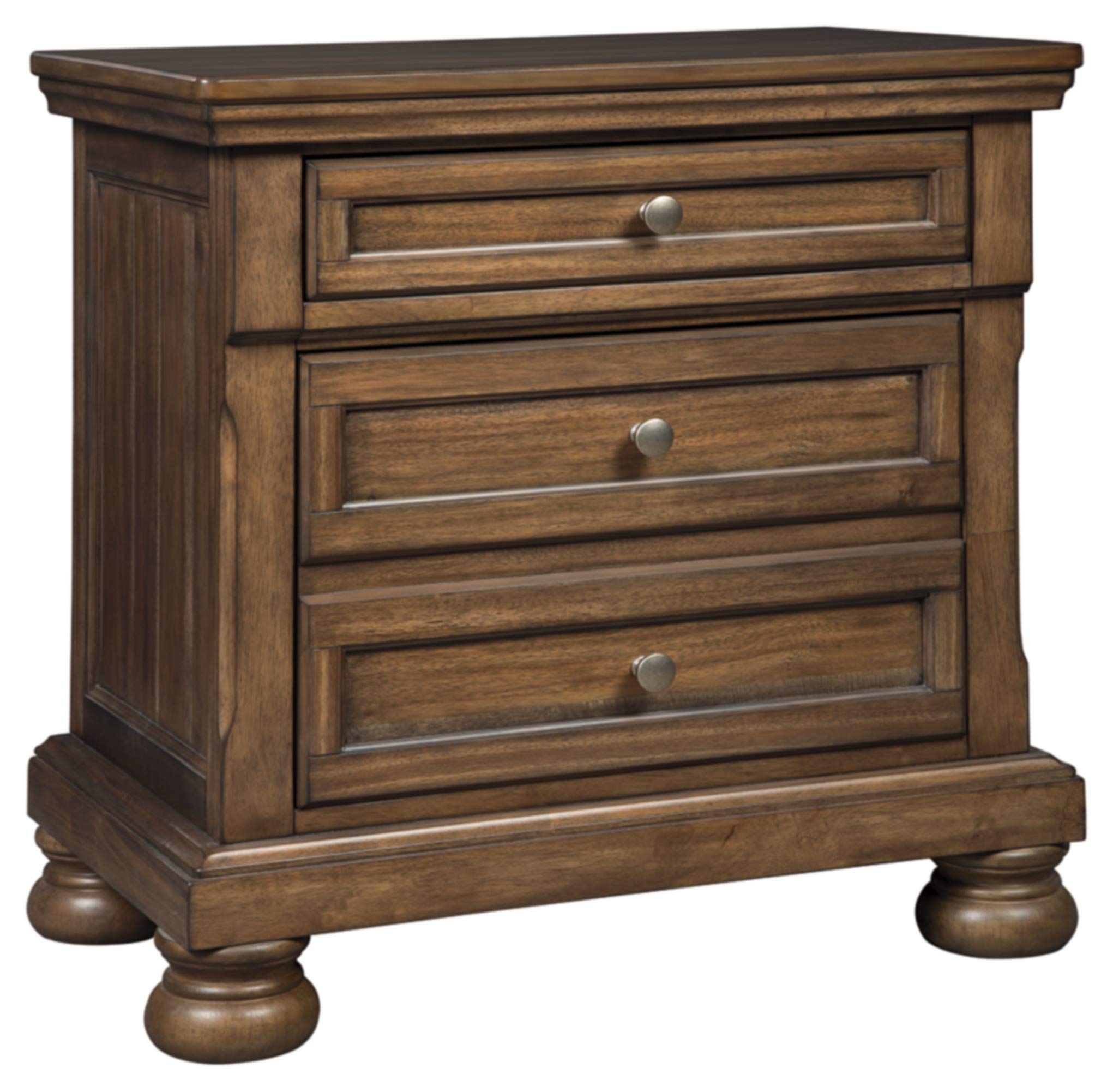 Flynnter Traditional 2 Drawer Nightstand with Hidden Pull-Out Tray, 30" Tall