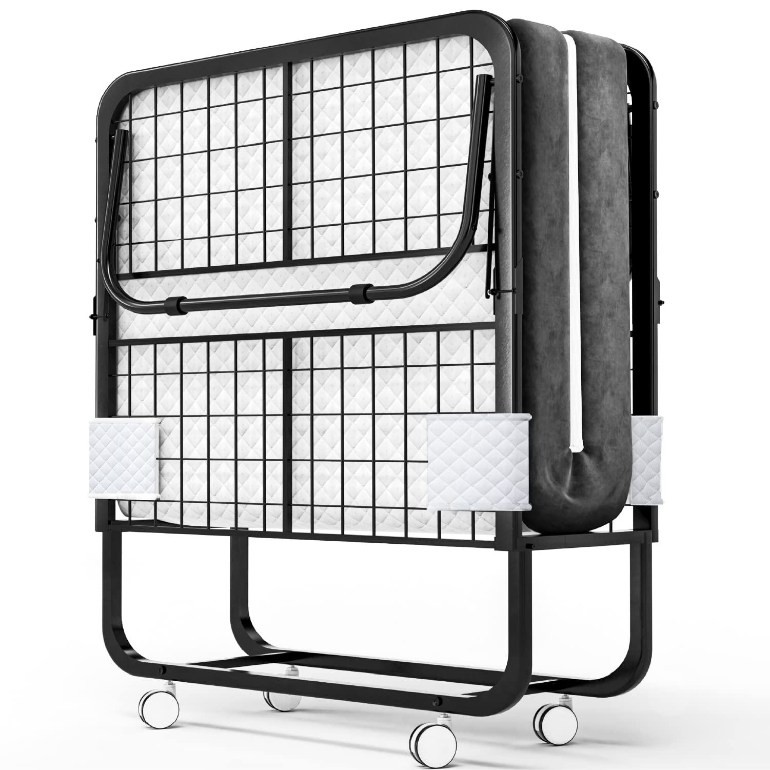 Folding Bed with Mattress - 75x31 Cot Size Frame - Portable Rollaway