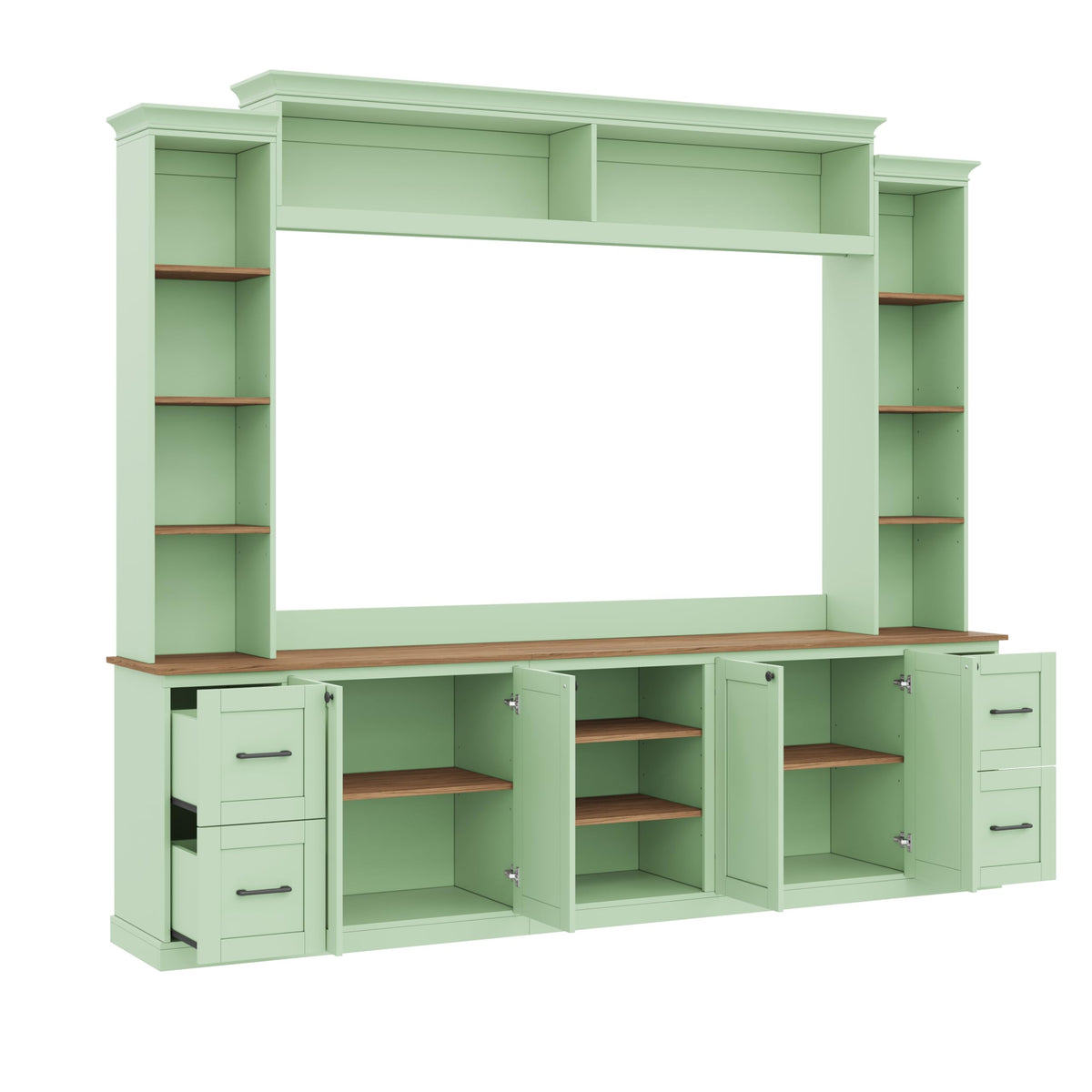 94.8" 4-in-1 Entertainment Center with Bookshelf & Drawers