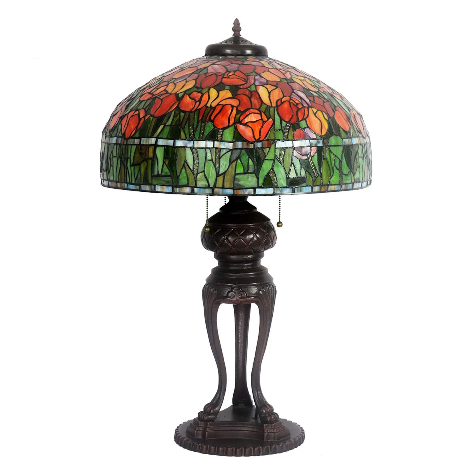 Style Table Lamp Handmade Tulip Stained Glass Table Light Living Room