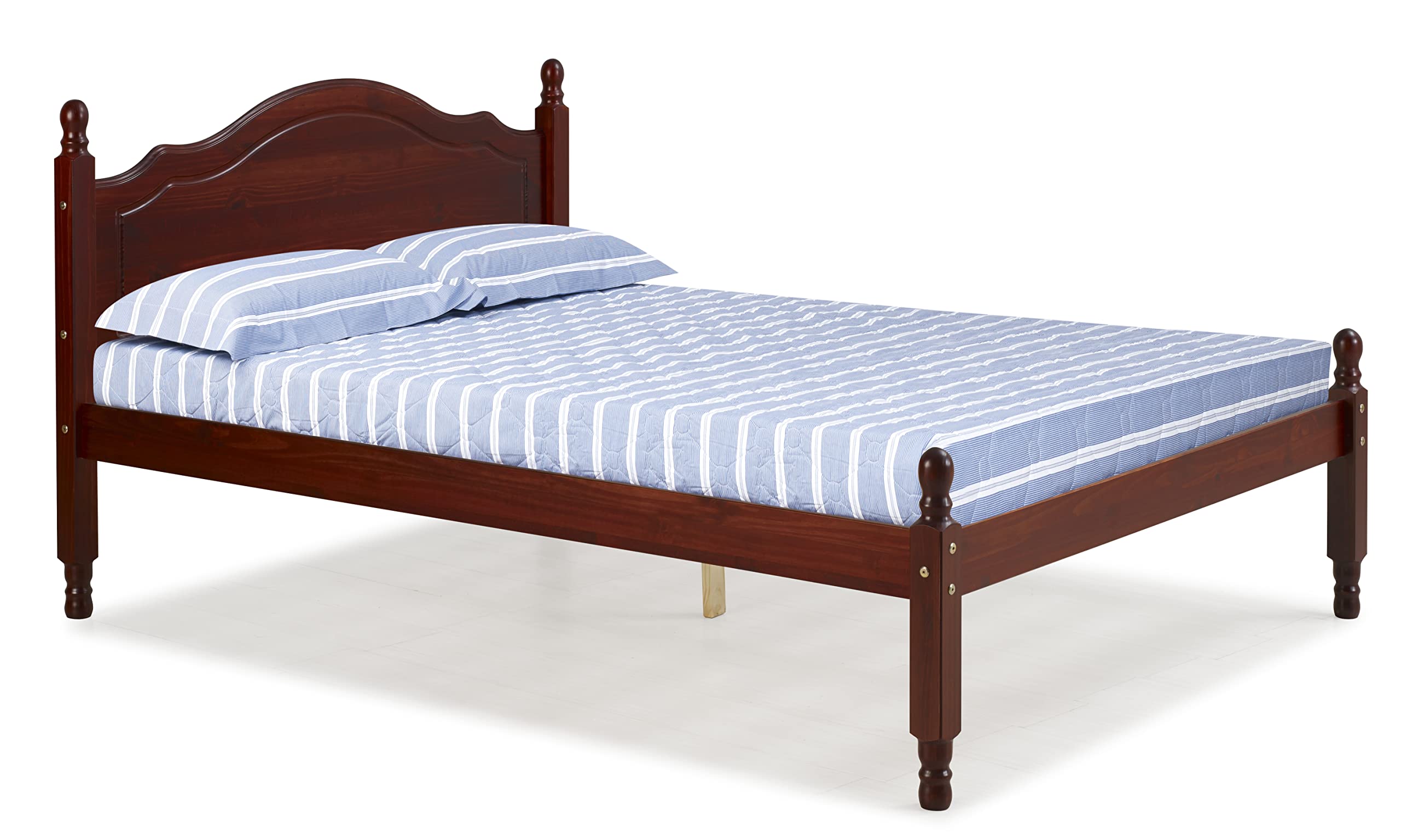 100% Solid Wood Reston Panel Headboard Platform Bed, Full Size, Mahogany