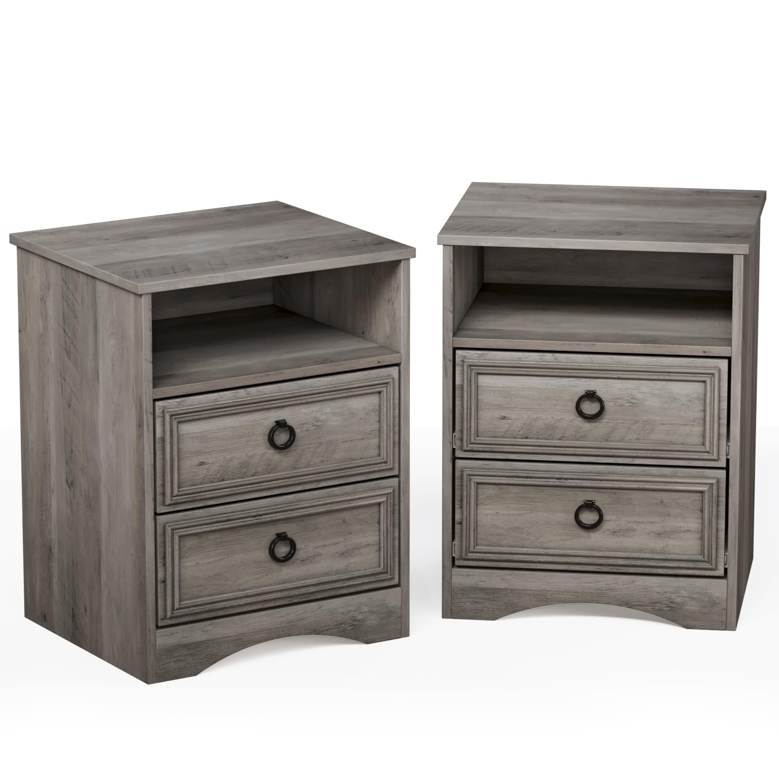 Nightstand Set of 2, Night Stand with Drawers, Accent Bed Side Table