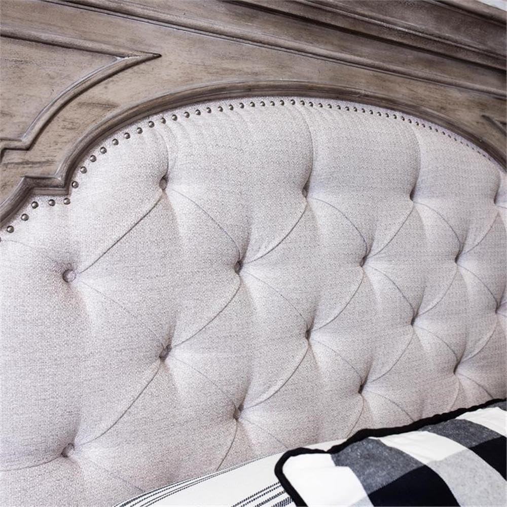 Queen Size Panel Bed with Headboard, Footboard in Upholstered