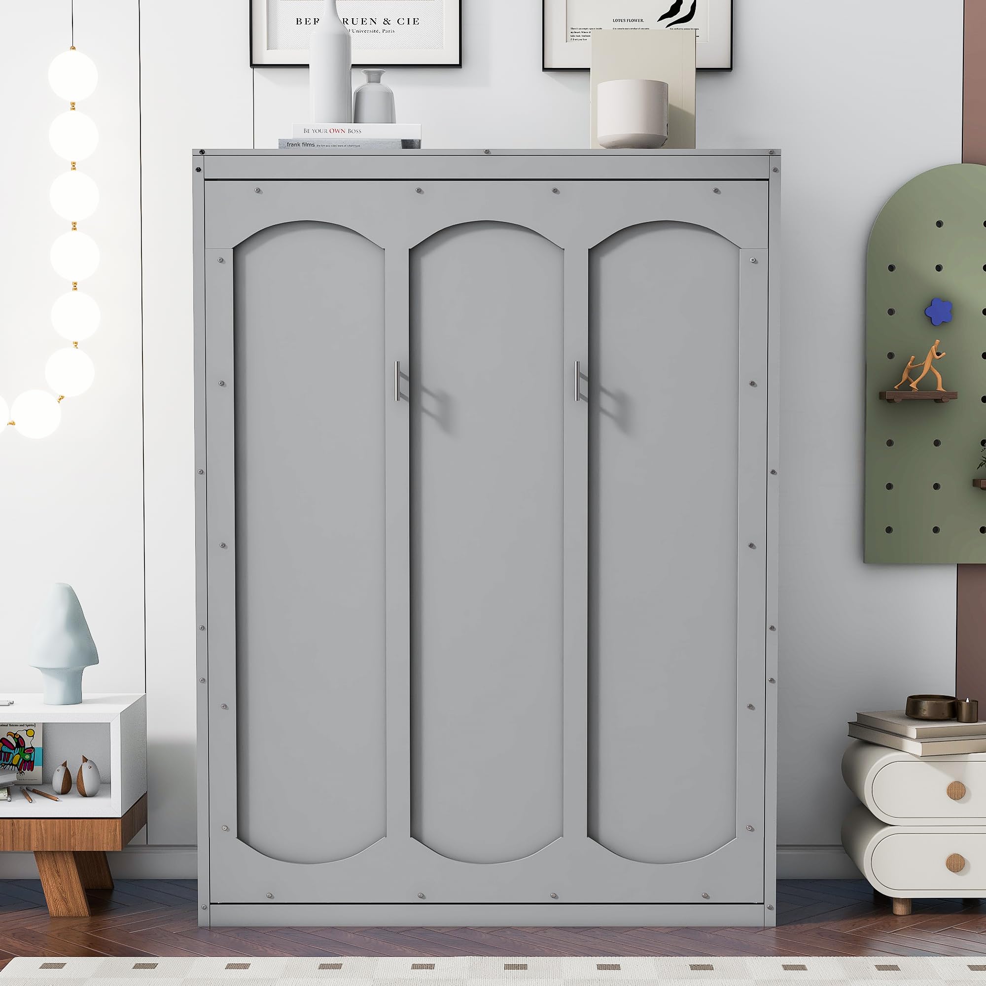 Designs Full Size Murphy Bed Wall Bed Cabinet with Storage Shelves