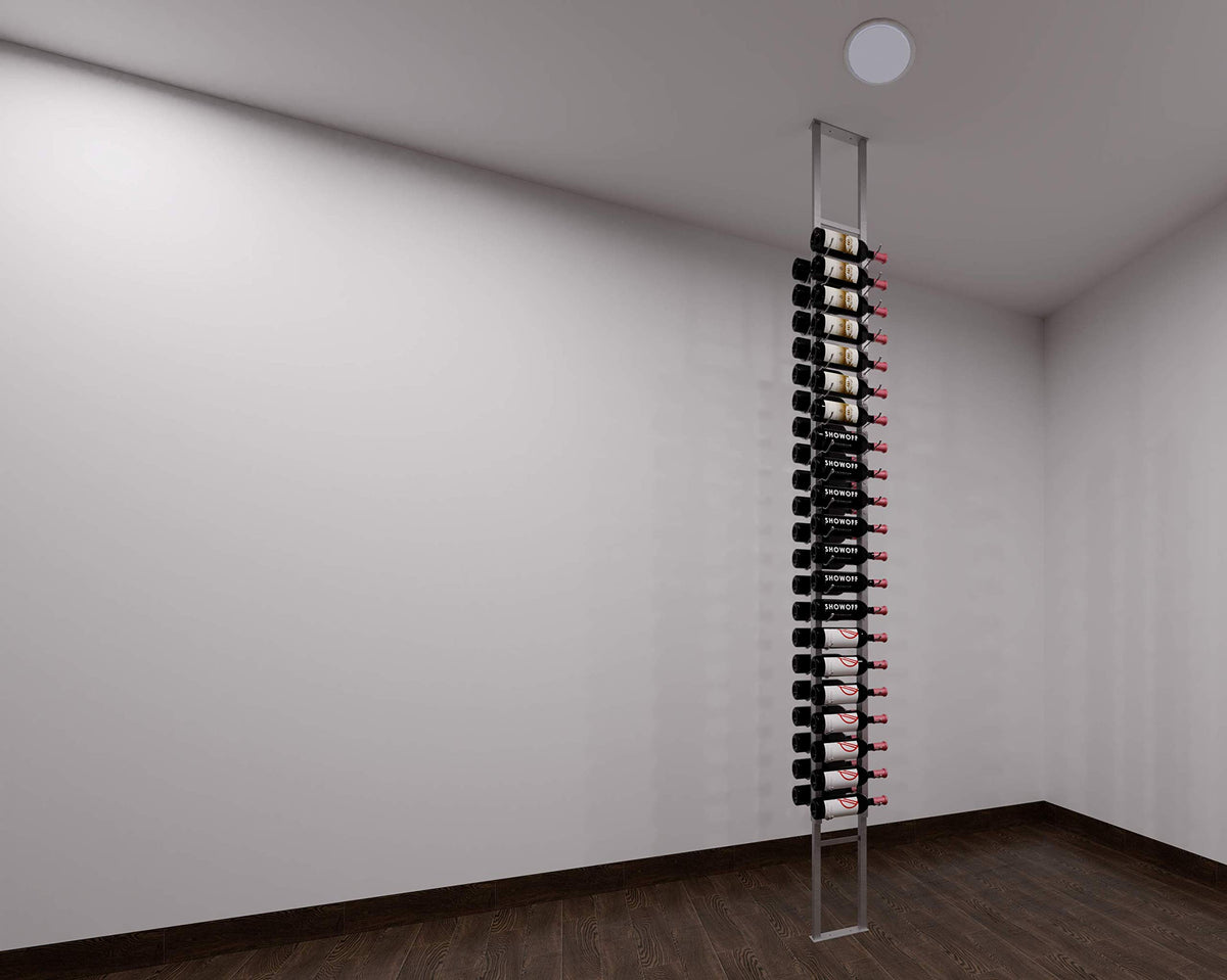 Wall-Mounted Wine Rack Kit – 42 Bottles, Brushed Nickel