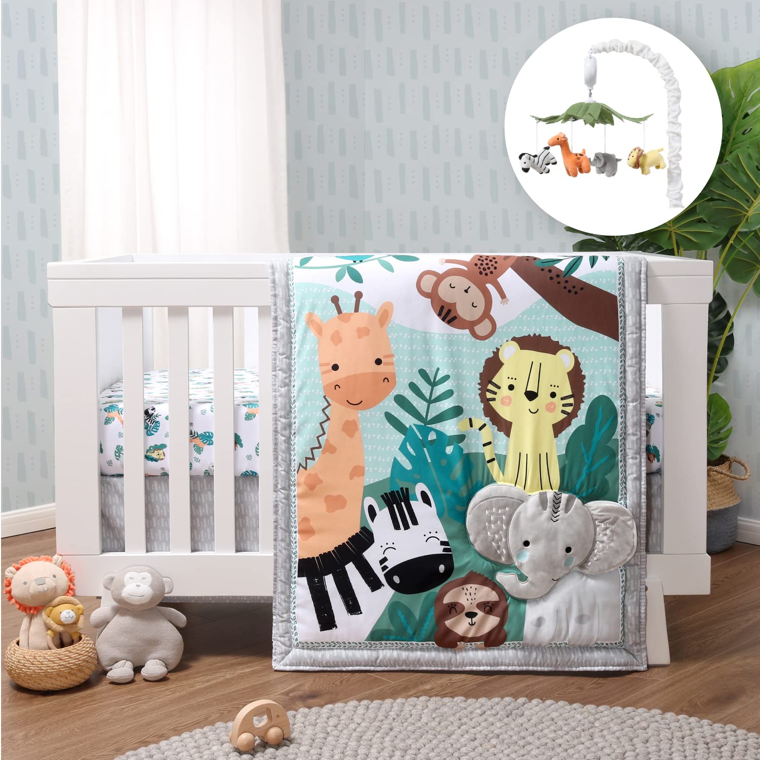 Crib Bedding Set for Boys or Girls, Safari Nursery Decor