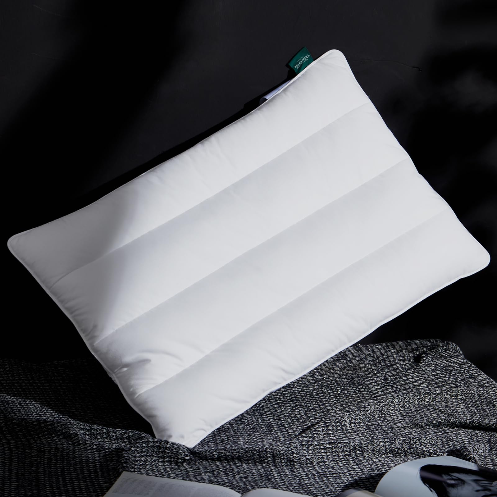 Luxury Flat Thin Goose Feather Down Pillows Standard Size for Sleeping