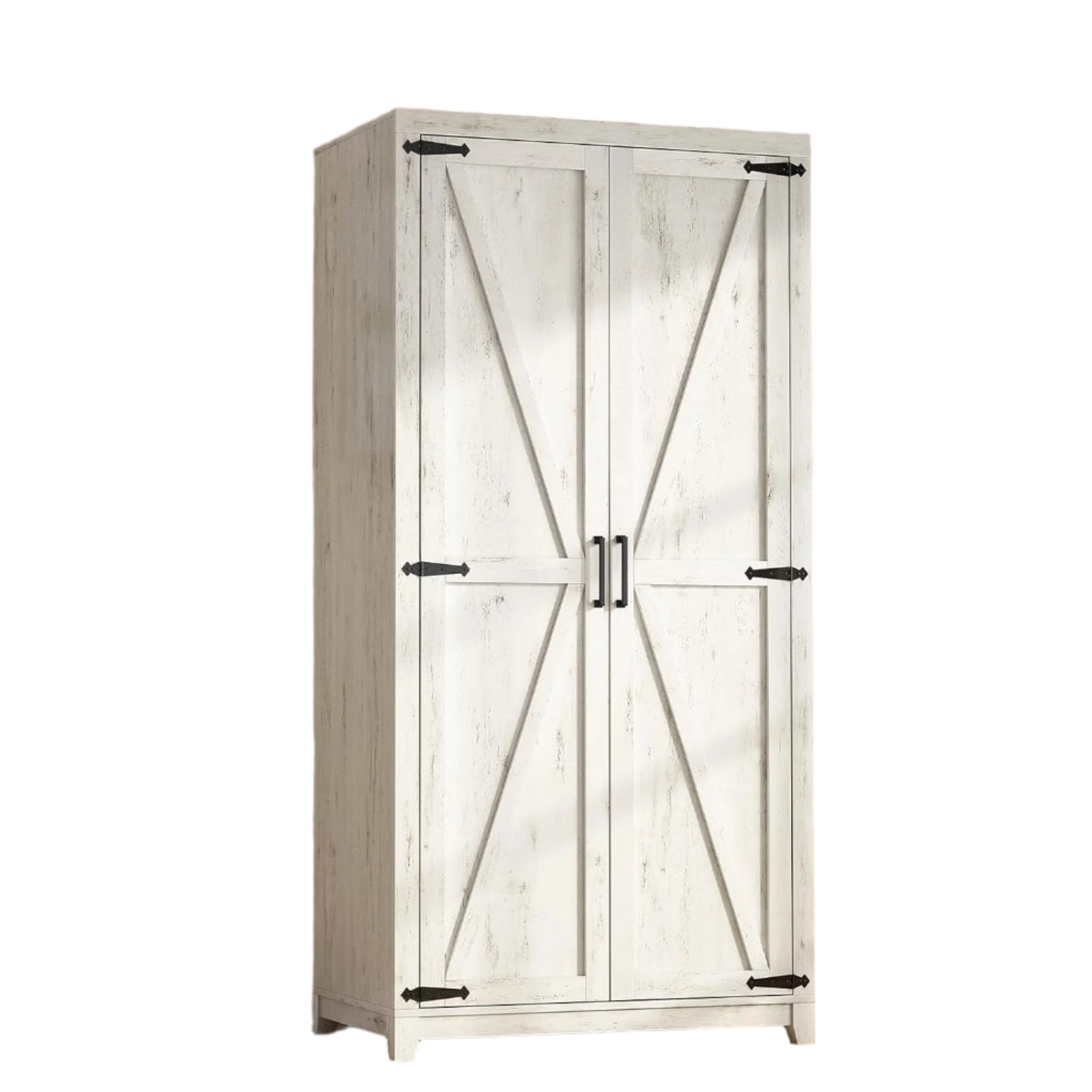 Farmhouse Armoire with 2 Folding Sliding Barn Doors and Drawers