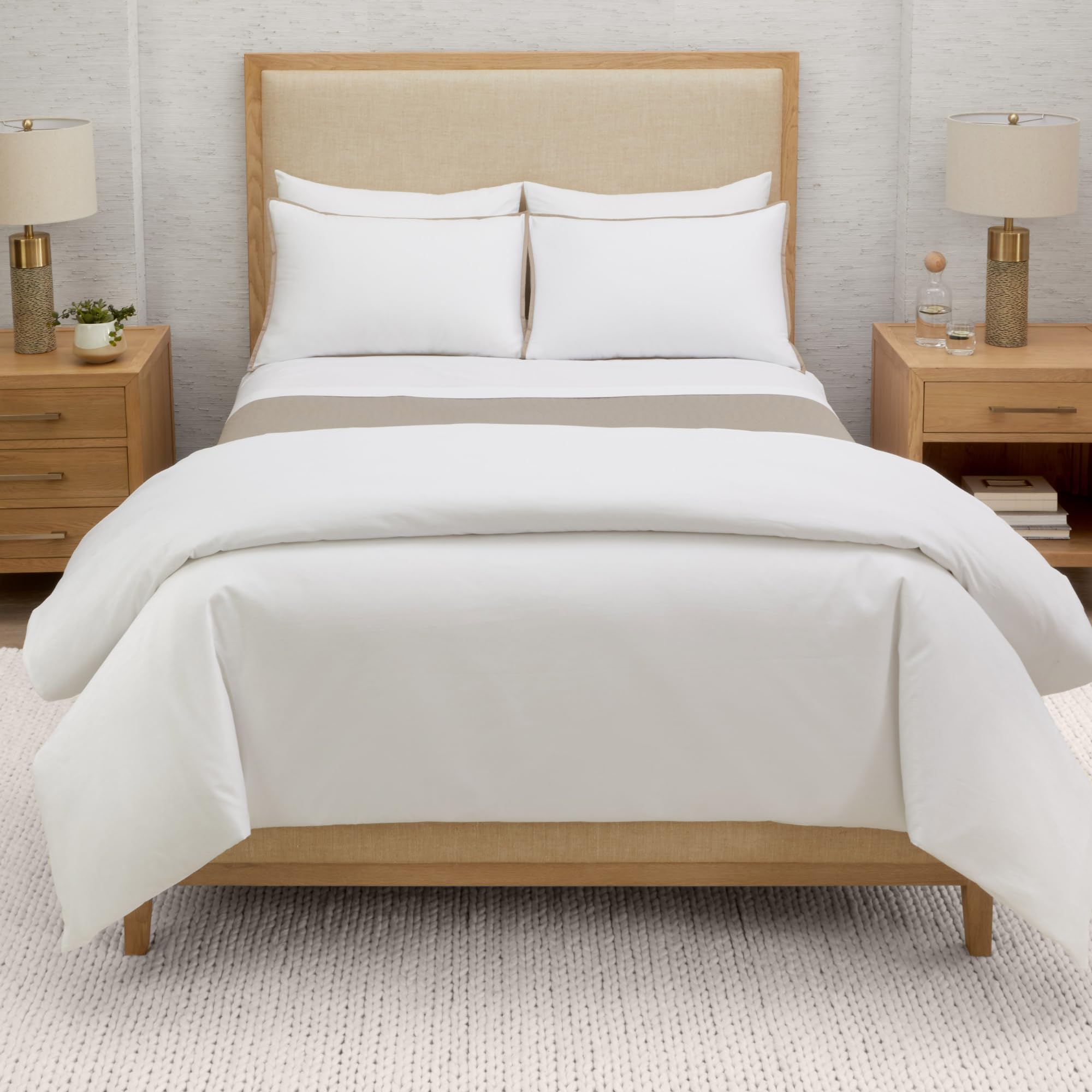 Hotel Duvet Cover - Cotton Blend - 300 Thread Count - Jacquard - White - King Size