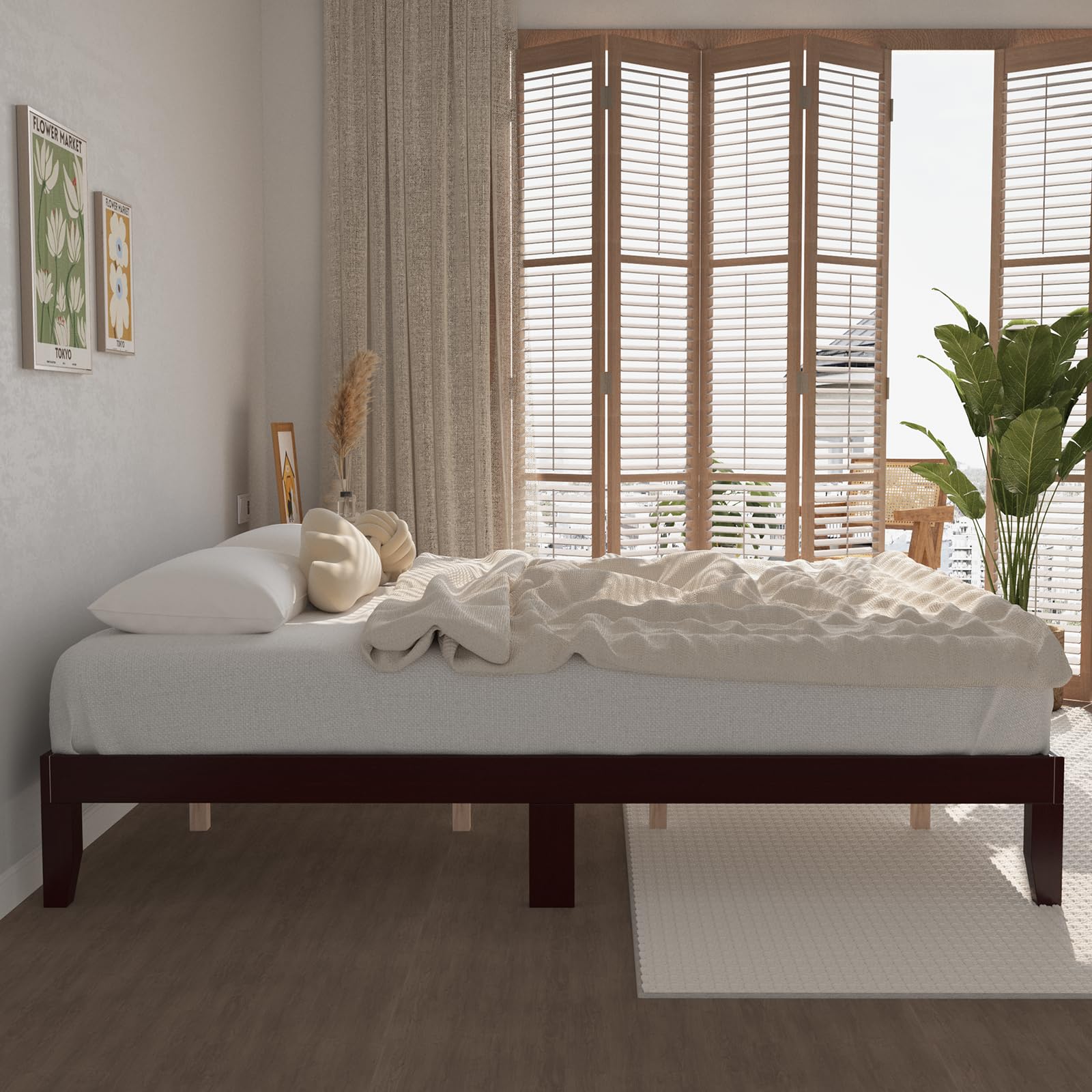 King Bed Frames,Wood Bed Frames,Wood Platforms Bed with Wooden Slats Support