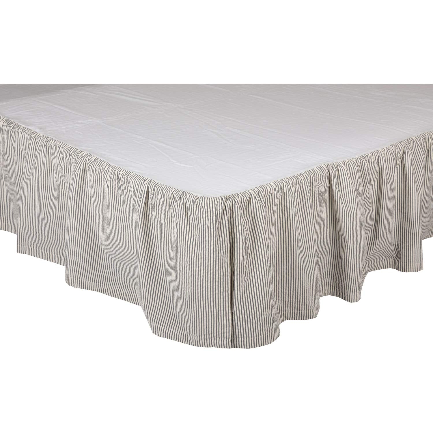Hatteras Seersucker Ticking Striped Cotton Americana Split Corners Gathered King