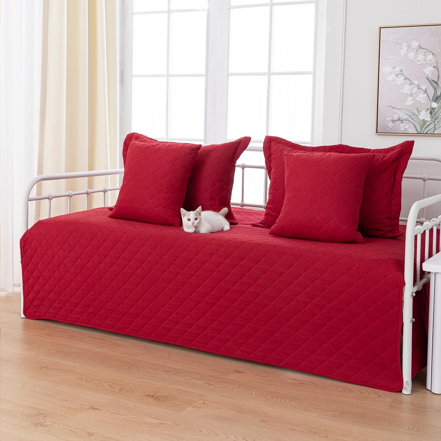 Burgundy Red Daybed Cover Set, Twin Daybed Bedding Set