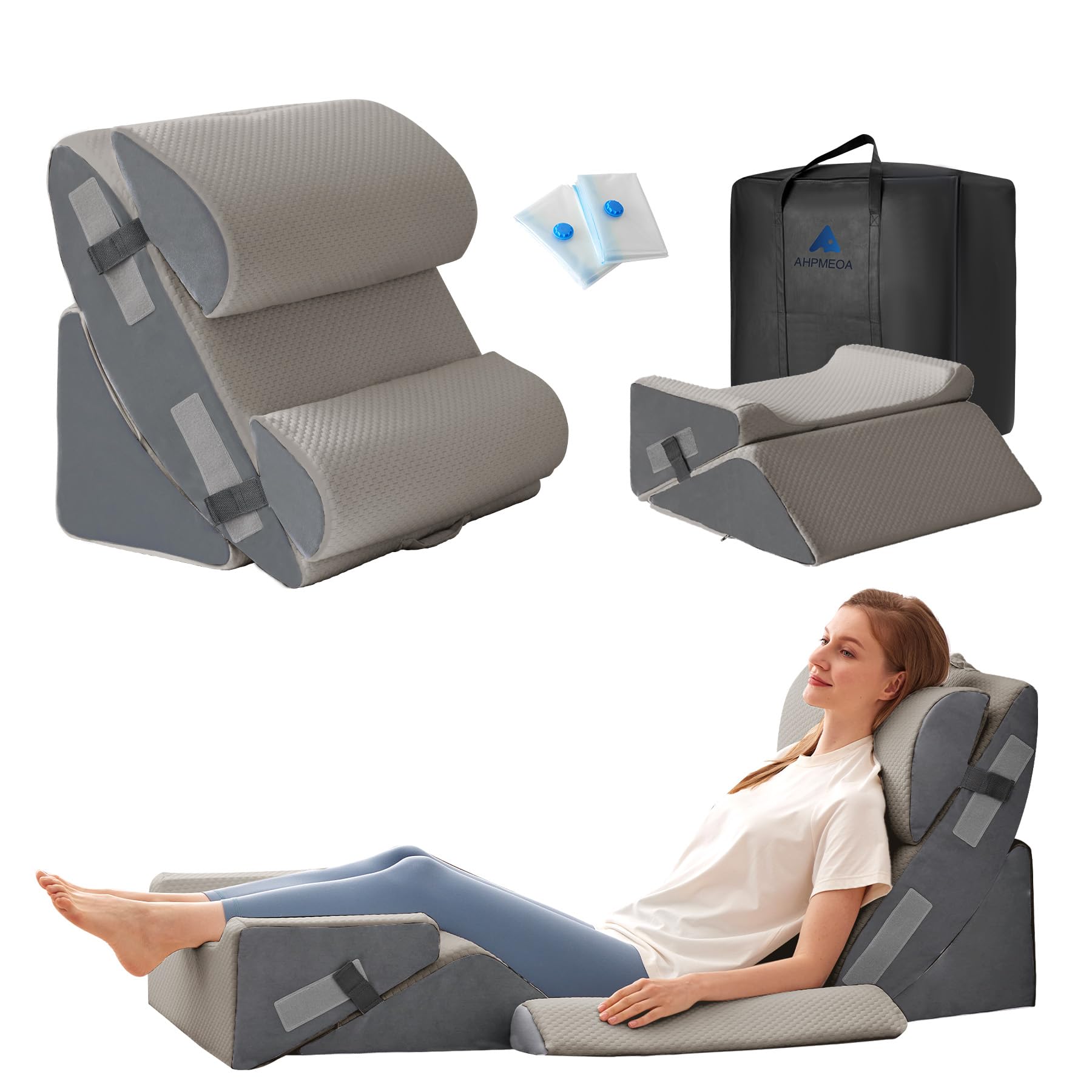 6PCS Wedge Pillow Set for After Surgery, Sit Up Pillow for Bed, Back Support Pillow