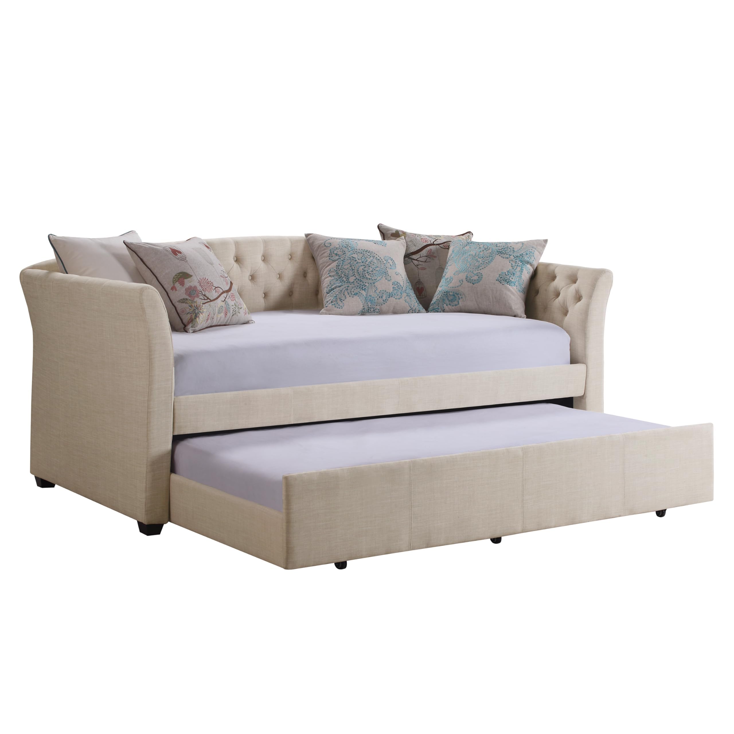 Adrie Upholstered Twin Daybed with Tufted Button, Daybed with Trundle