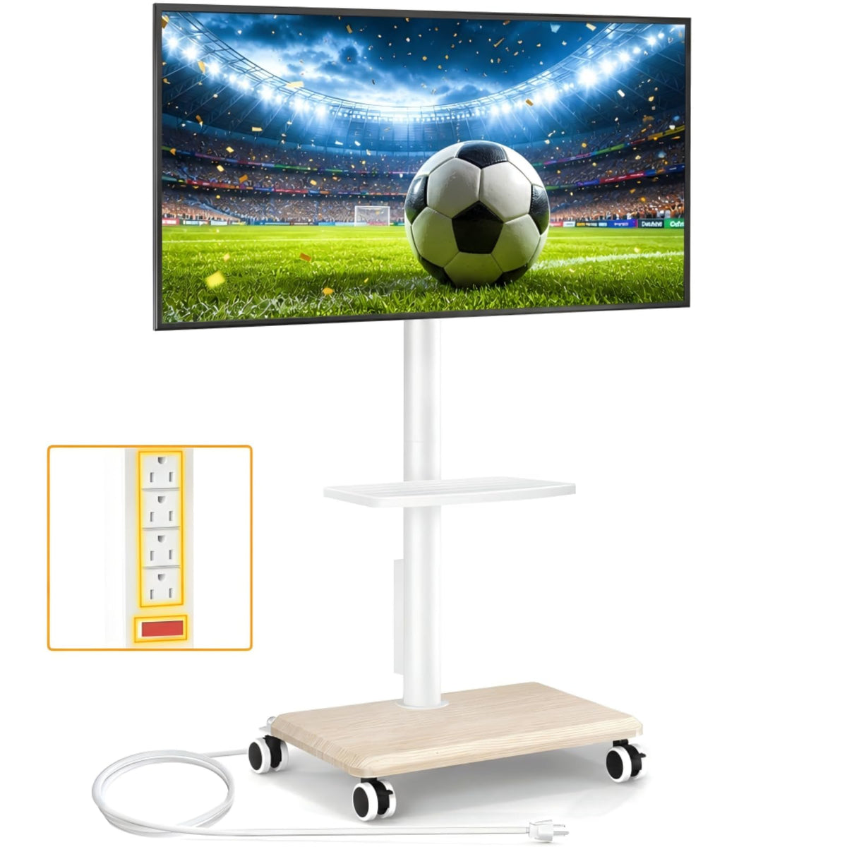 Rolling TV Stand with Power Outlet – 32 to 60 Inch