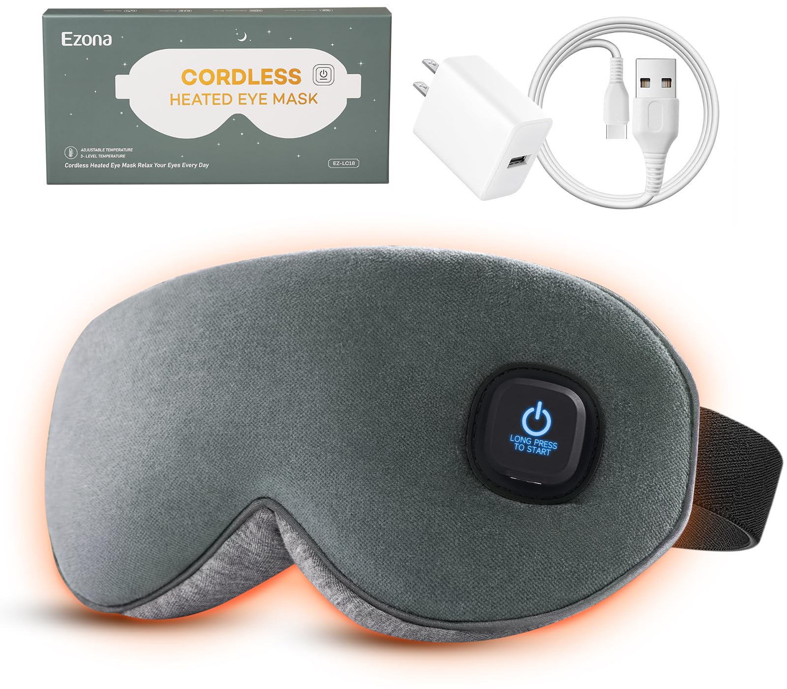 Cotton Cordless Heated Eye Mask, Warm Eye Compress Mask for Dry Eyes