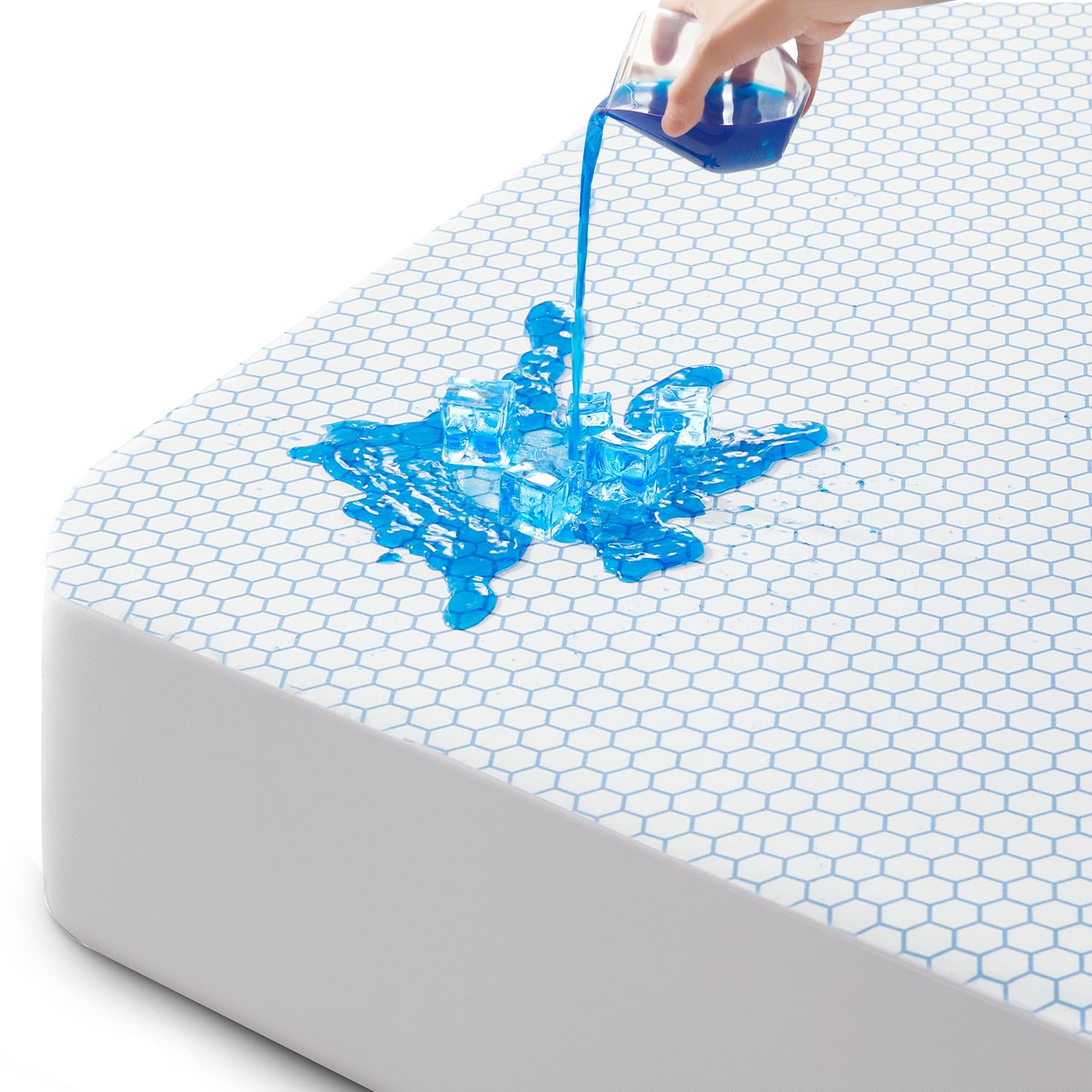 Cooling Mattress Protector Full, Waterproof Fitted Sheet Elasticized Mattress Pad Cover