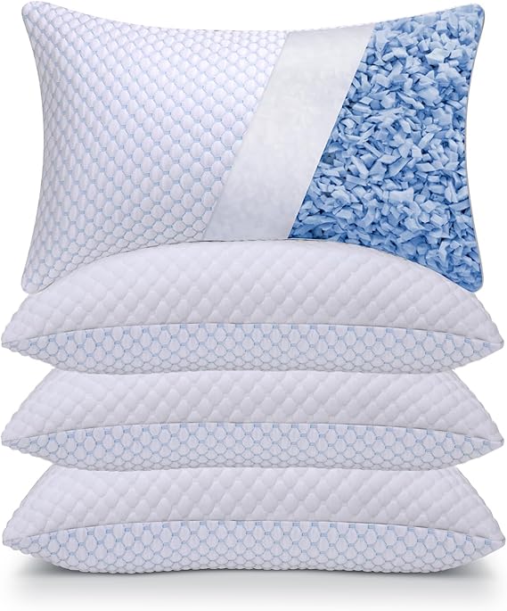 Adjustable Cooling Shredded Memory Foam Pillows King Size Set of 2