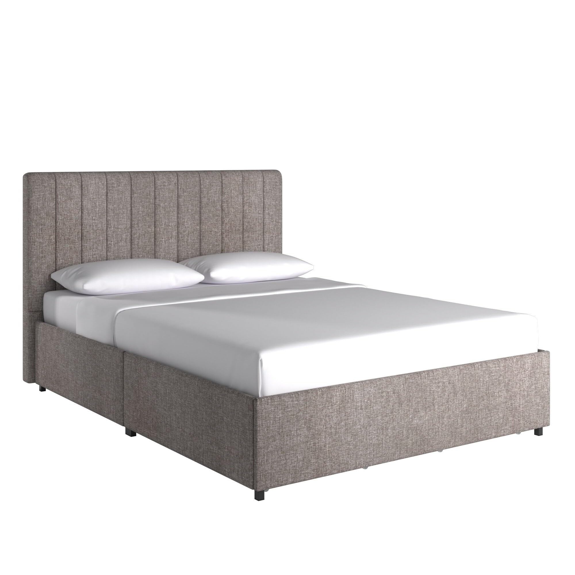 Arlert Grey Linen 4-Drawer Storage Platform Bed by Modern Full
