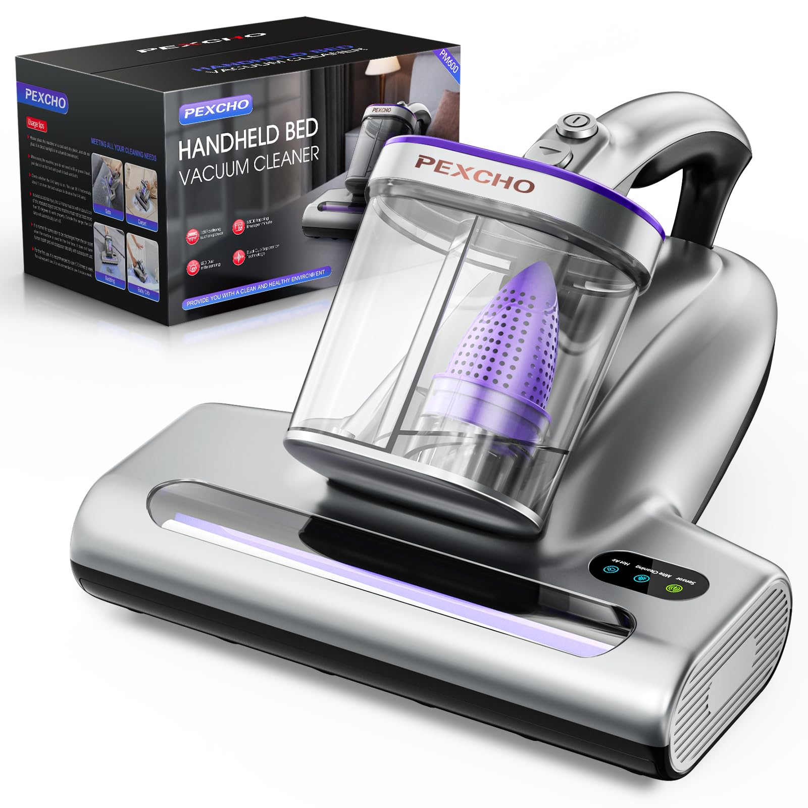 PM600 Mattress Vacuum Cleaner with UV-C Light,15kPa Suction