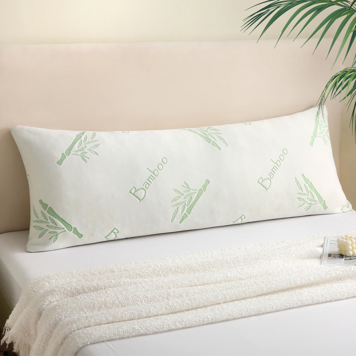 Primesoft Body Pillow for Adults, Memory Foam Long Pillow for Side Sleeper, Fluffy and Firm Full Body Pillow with Removable Pillowcase,Adjustable Filling,20×54 Inch