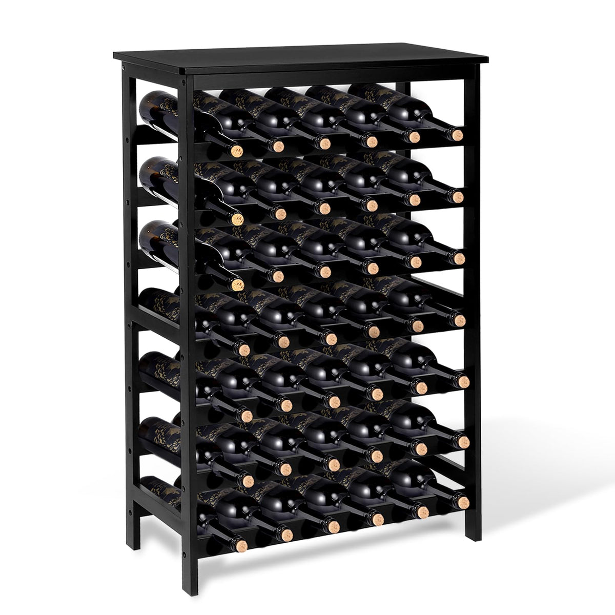 Bamboo 42-Bottle Wine Rack, 7-Tier Freestanding Floor