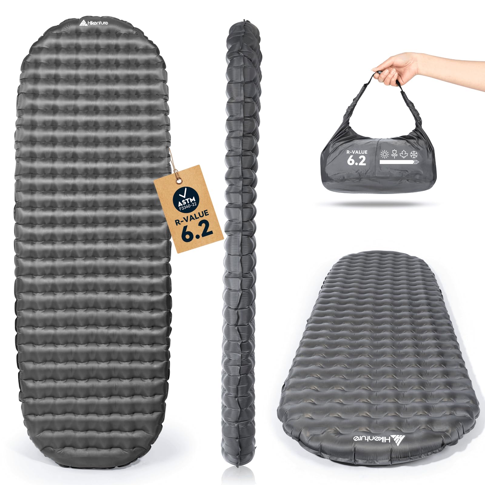 Sleeping Pad with 6.2 R-Value, Ultralight Camp Mattress
