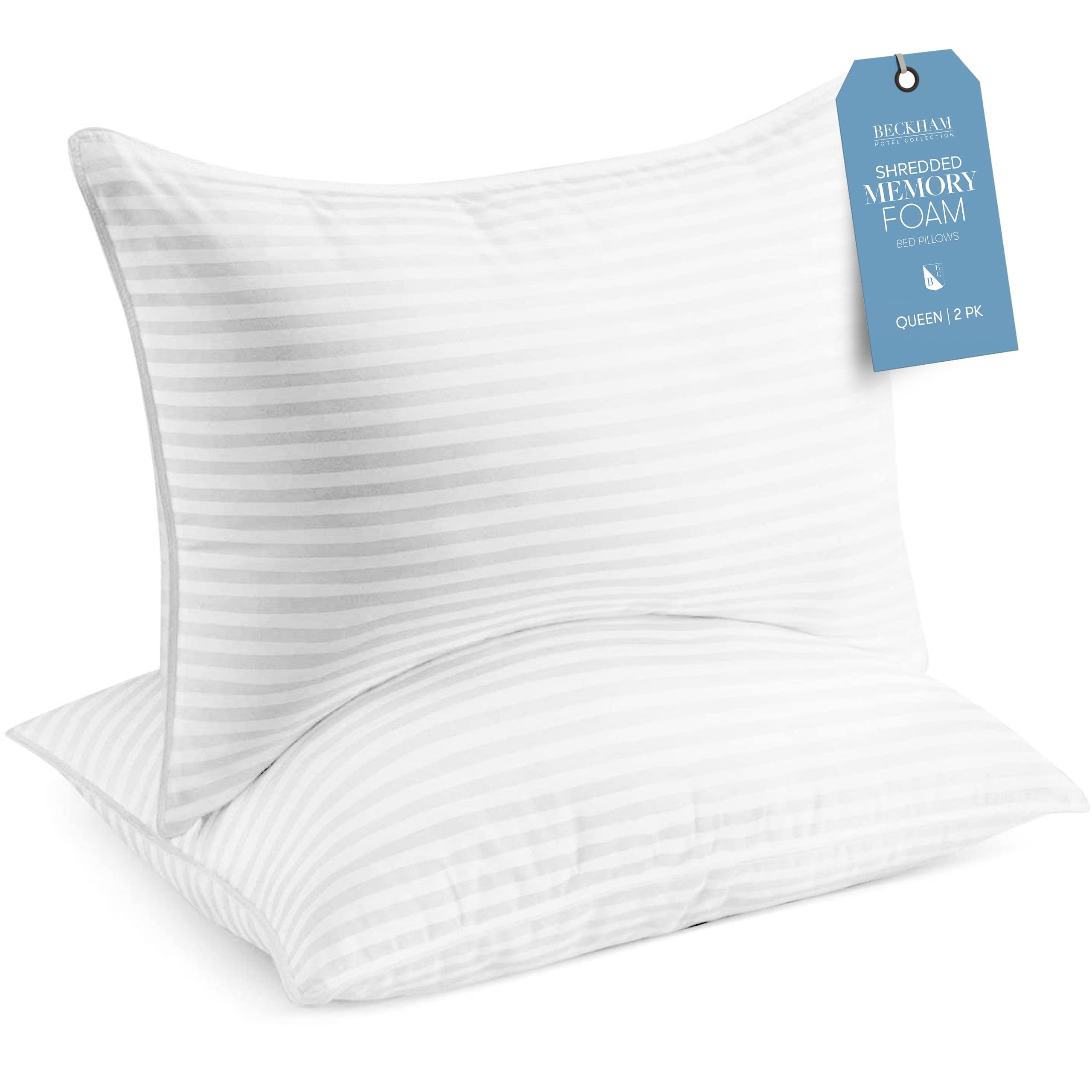 Queen/Standard Size Memory Foam (Adjustable Fill) Bed Pillows Set of 2 - Cooling