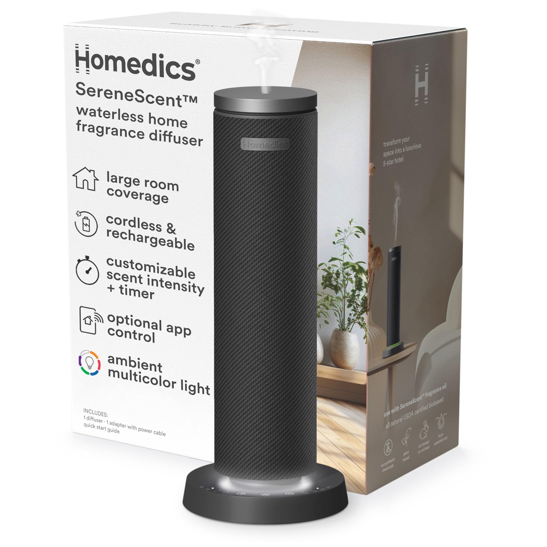 Fabric Rechargeable Waterless Diffuser, Use with Homedics