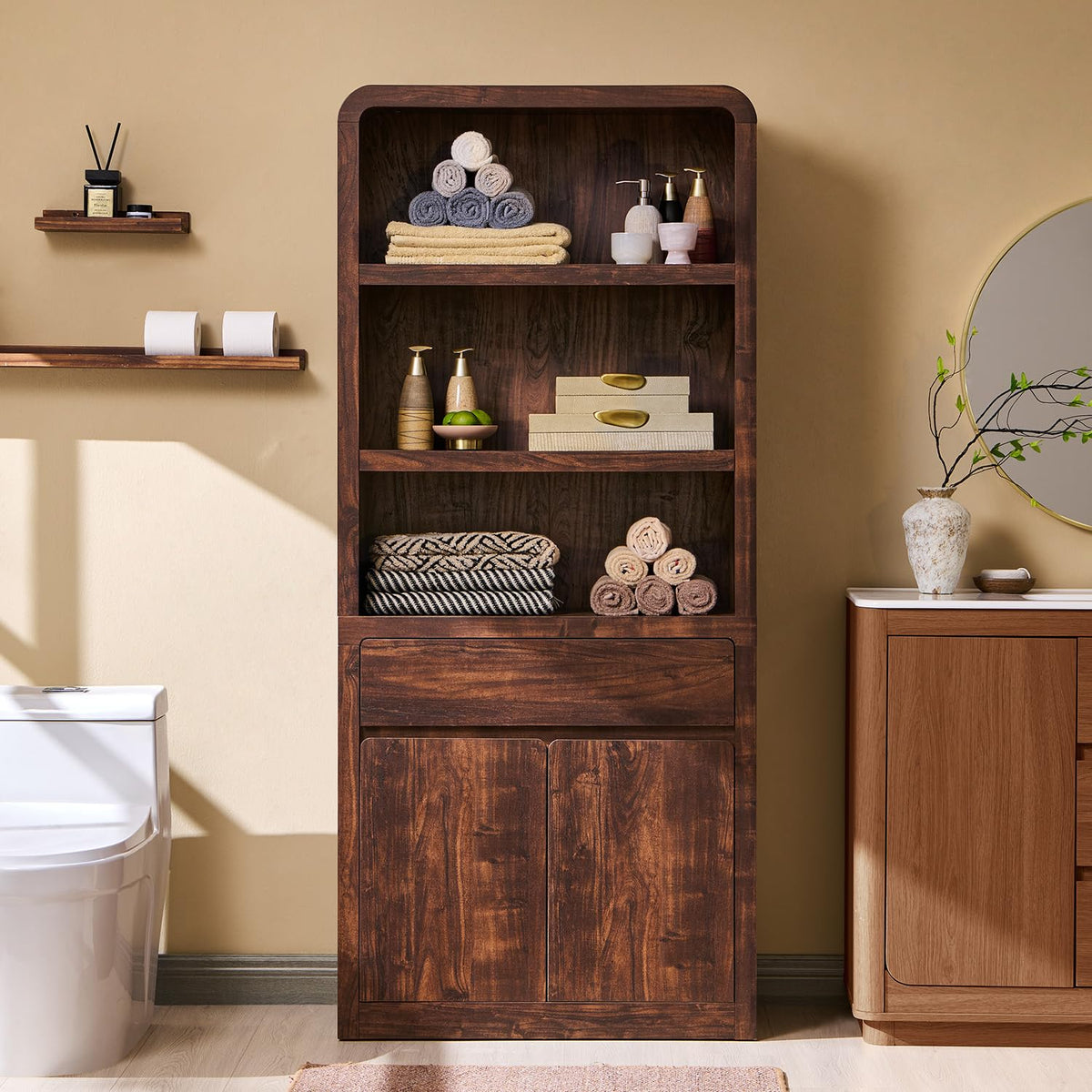 72" Tall Kitchen Pantry Cabinet with Drawer & Adjustable Shelves
