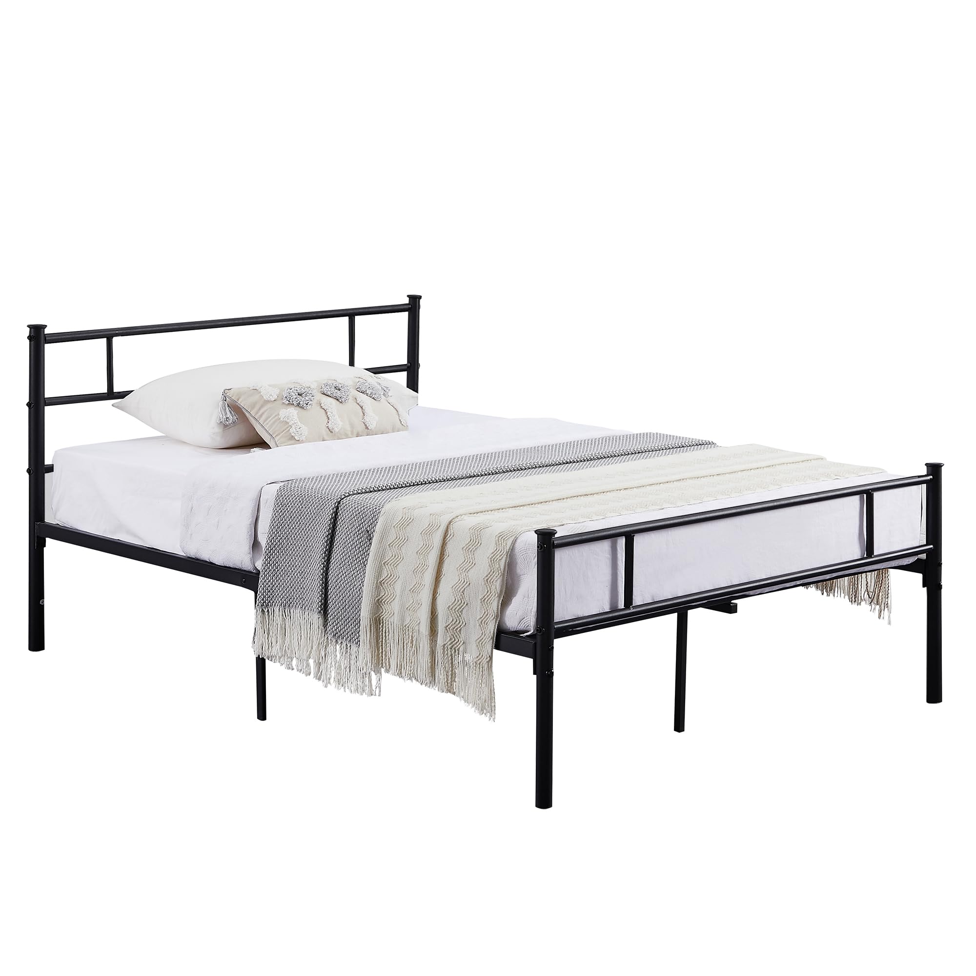 Metal Platform Full Size Bed Frame with Headboard and Footboard