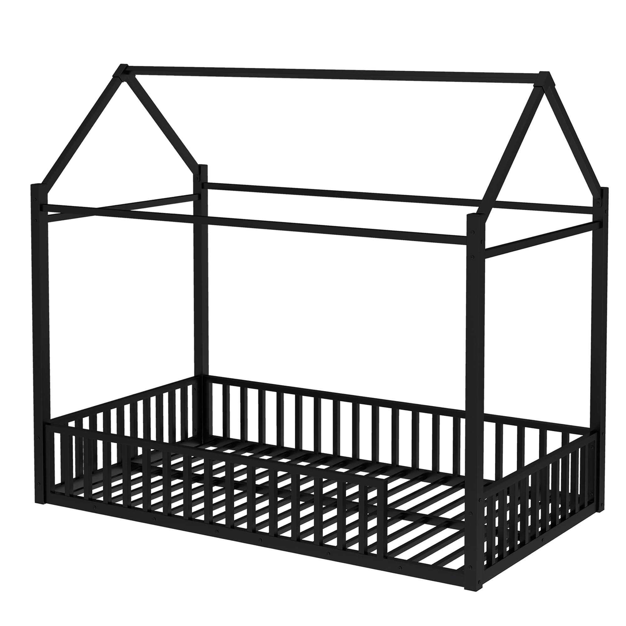 Twin Over Twin House Bed, Metal Floor Bunk Bed