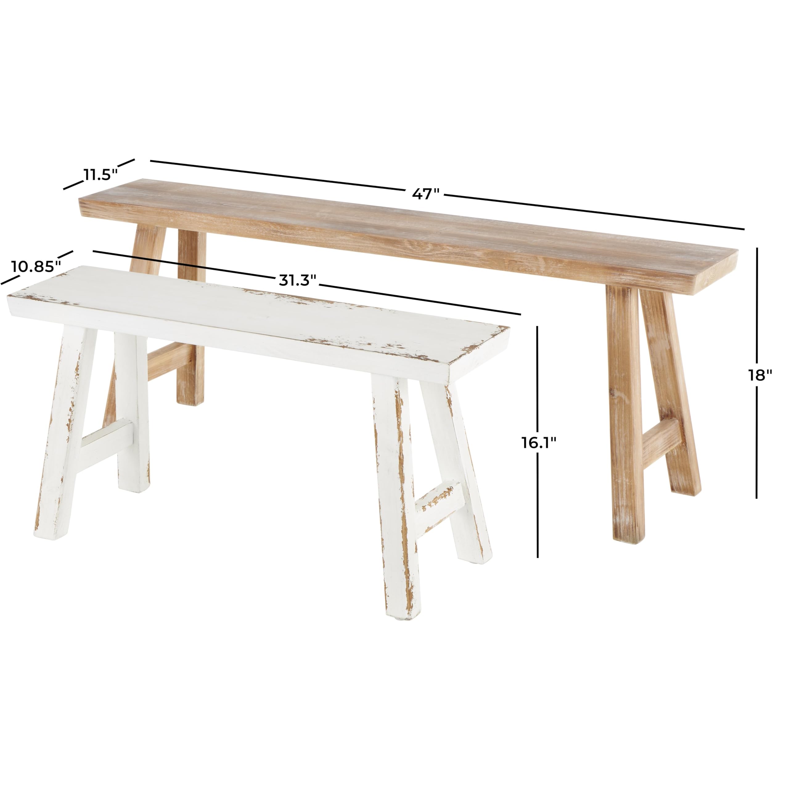 Wood Home Bench Slim Distressed Entryway Benches