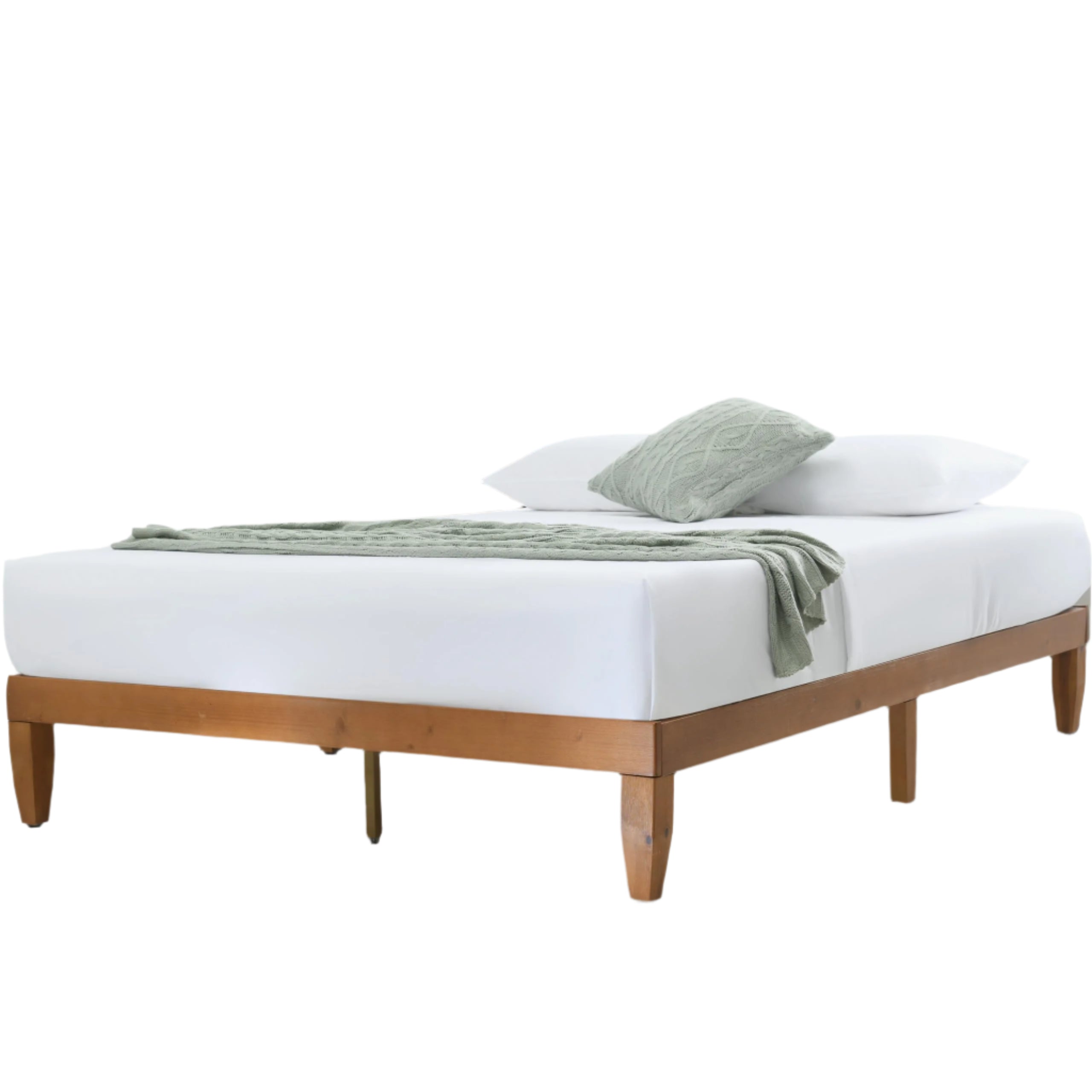 Wood Platform Bed Frame Queen Size - 12 Inch Solid Wood Queen