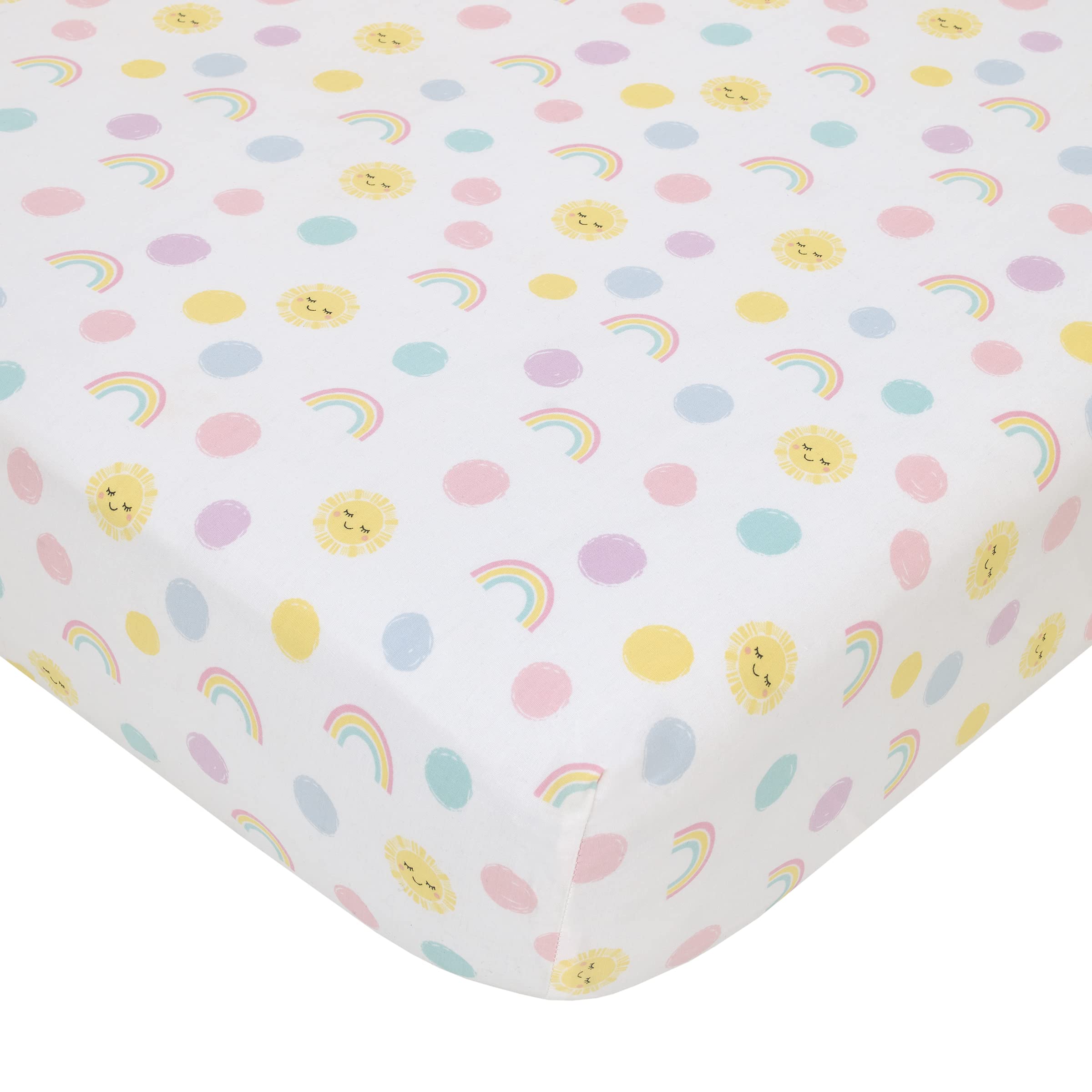 Happy Days Pink, White, and Yellow Rainbows and Sunshine 4 Piece Nursery